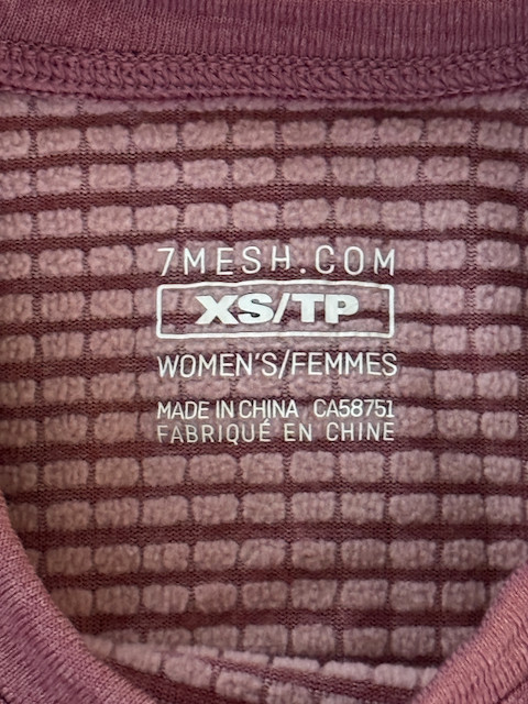 7Mesh Womens StretchL/S Thermal Cycling Running Top Light Cranberry XS NWOT