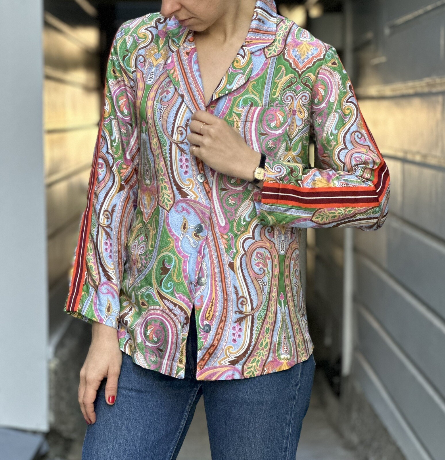Nigel Curtiss Silk Shirt Paisley Casablanca Amiri Style Excellent Condition XS