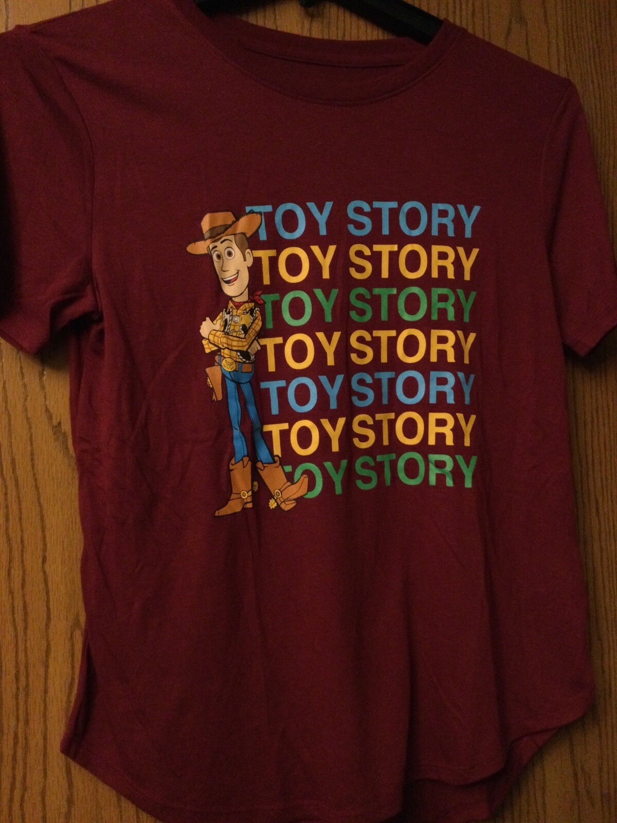 Toy Story (Woody) – Maroon Disney Shirt – Ladies – L (11-13) – Toy Story 4