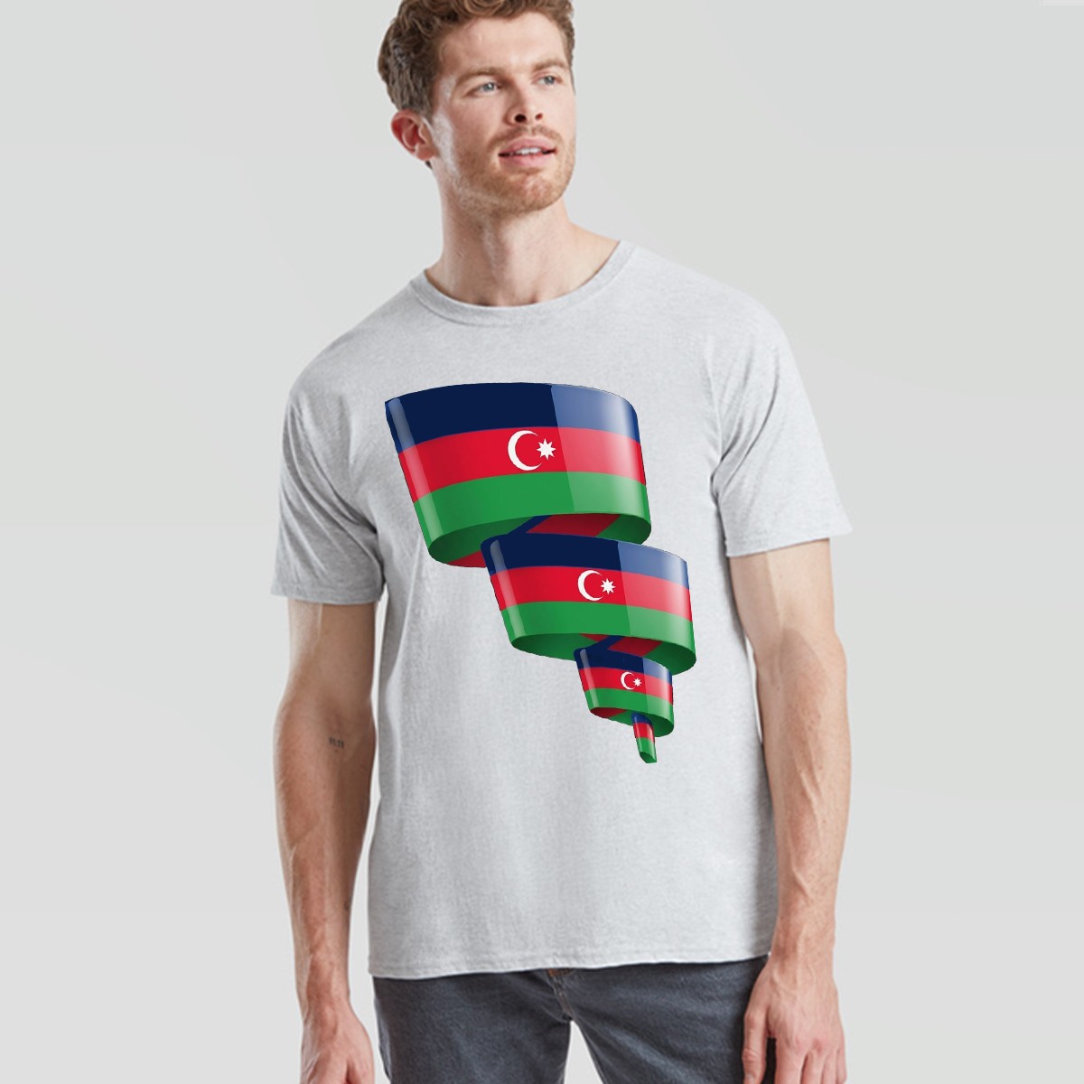 Curled Azerbaijan Unisex Football T Shirt Flag Azerbaijani Day Mens Womens Tee