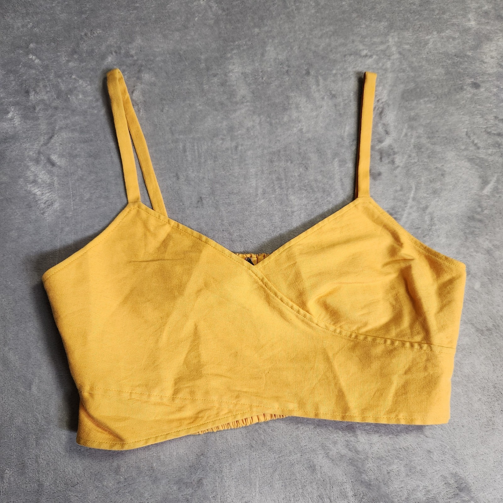 New Derek Lam Open Back Crop Top 8 Yellow Linen Blend Boho Chic Old Money Luxury