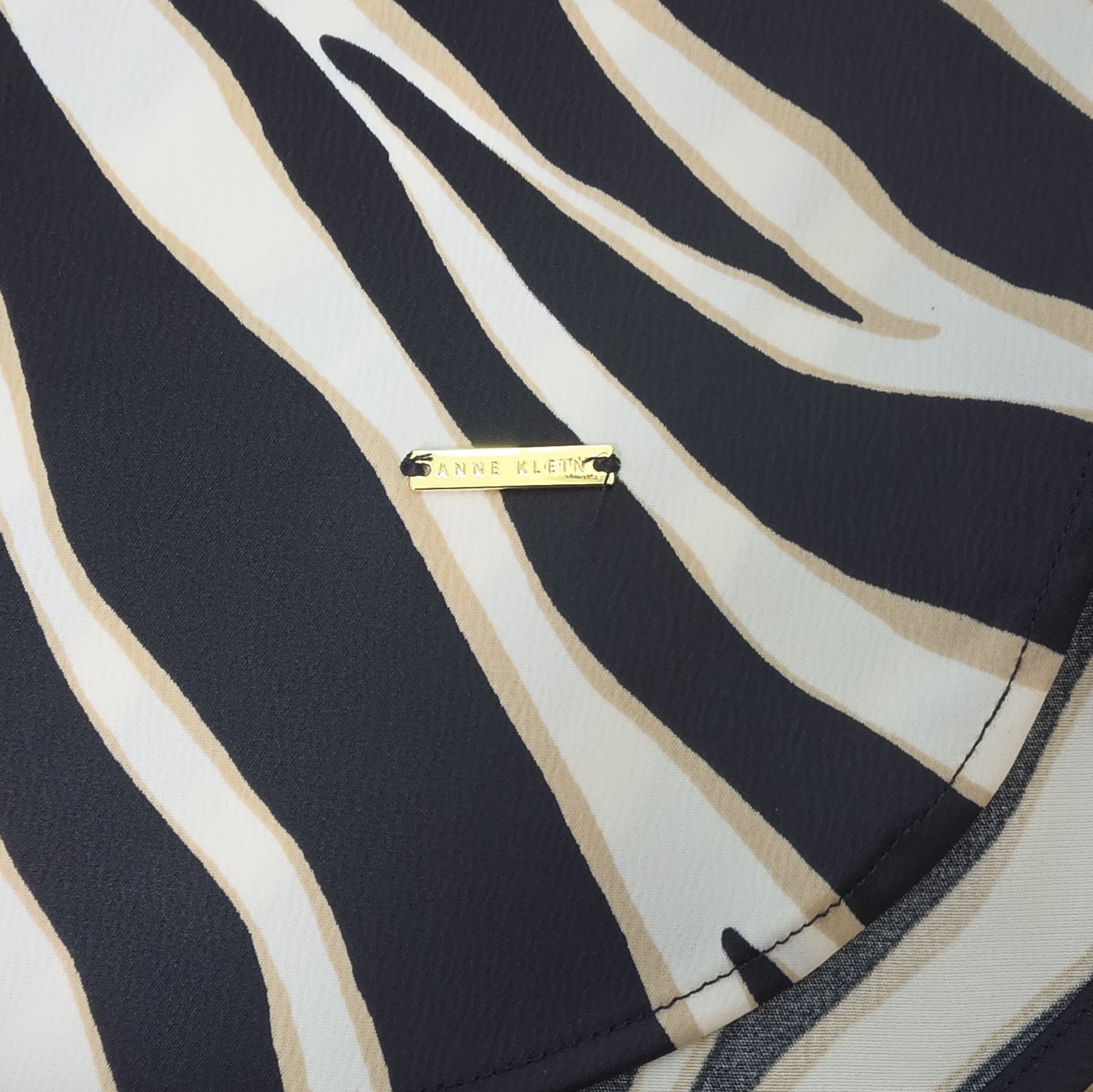 Anne Klein Zebra Animal Print Chiffon Round Neck Sleeveless Tank Blouse S