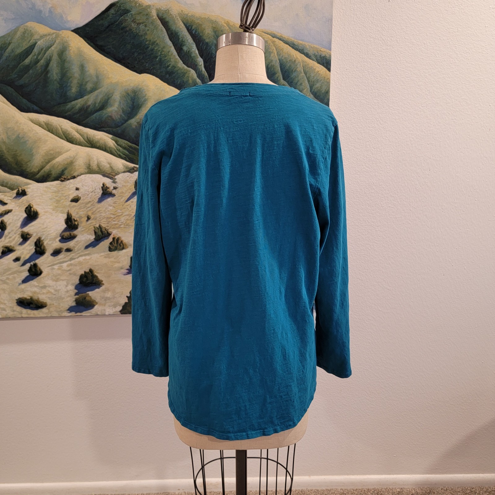 Cotton Lani Womens Top Teal Oversized Large Comfort 100% Cotton Travel USA