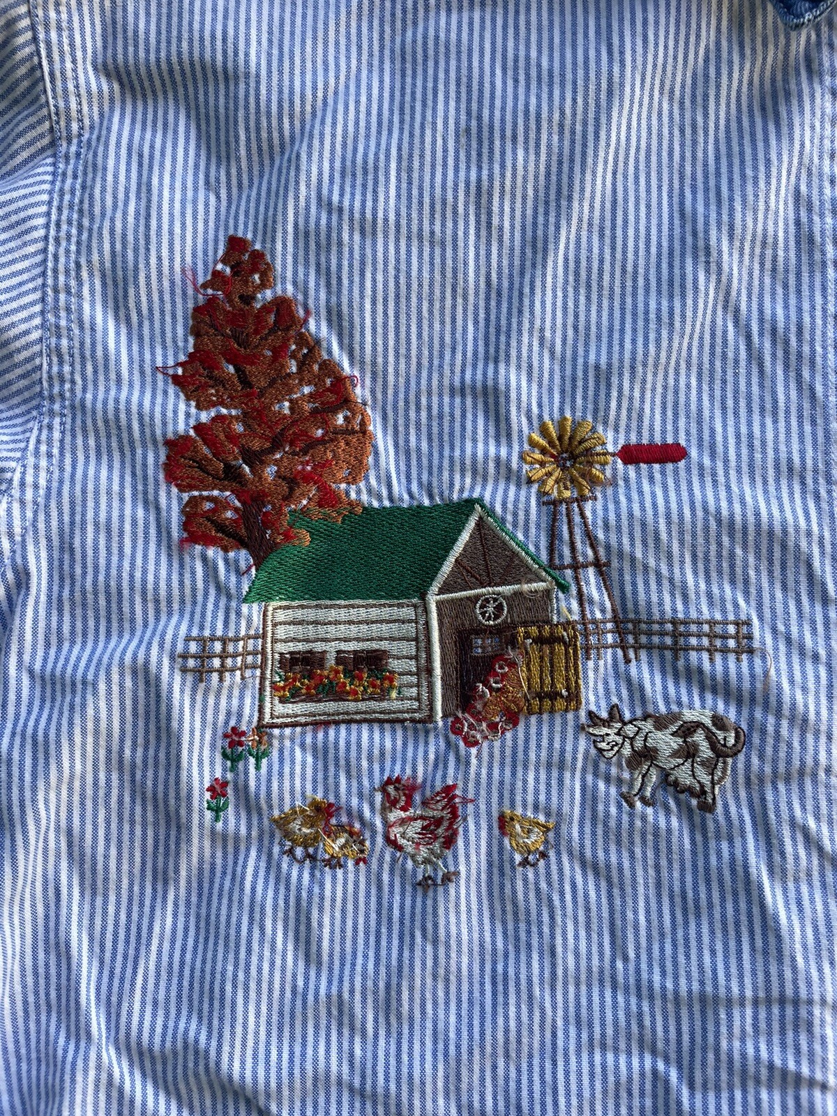 Fall Autumn Farm Harvest Embroidered Button Up Shirt