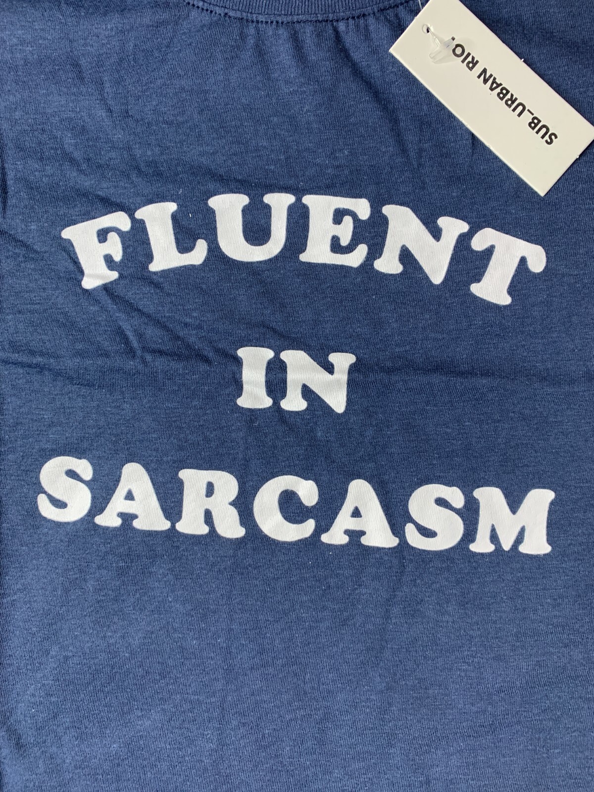 NWT Suburban Riot Fluent In Sarcasm Cropped Dylan Tee Navy Blue Size XL New