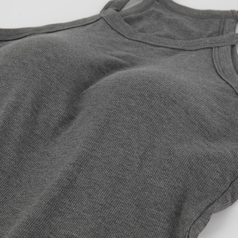 Ribbed Halter Tank Tops Women Sleeveless Fitted Cami with Built-in Padded Bra