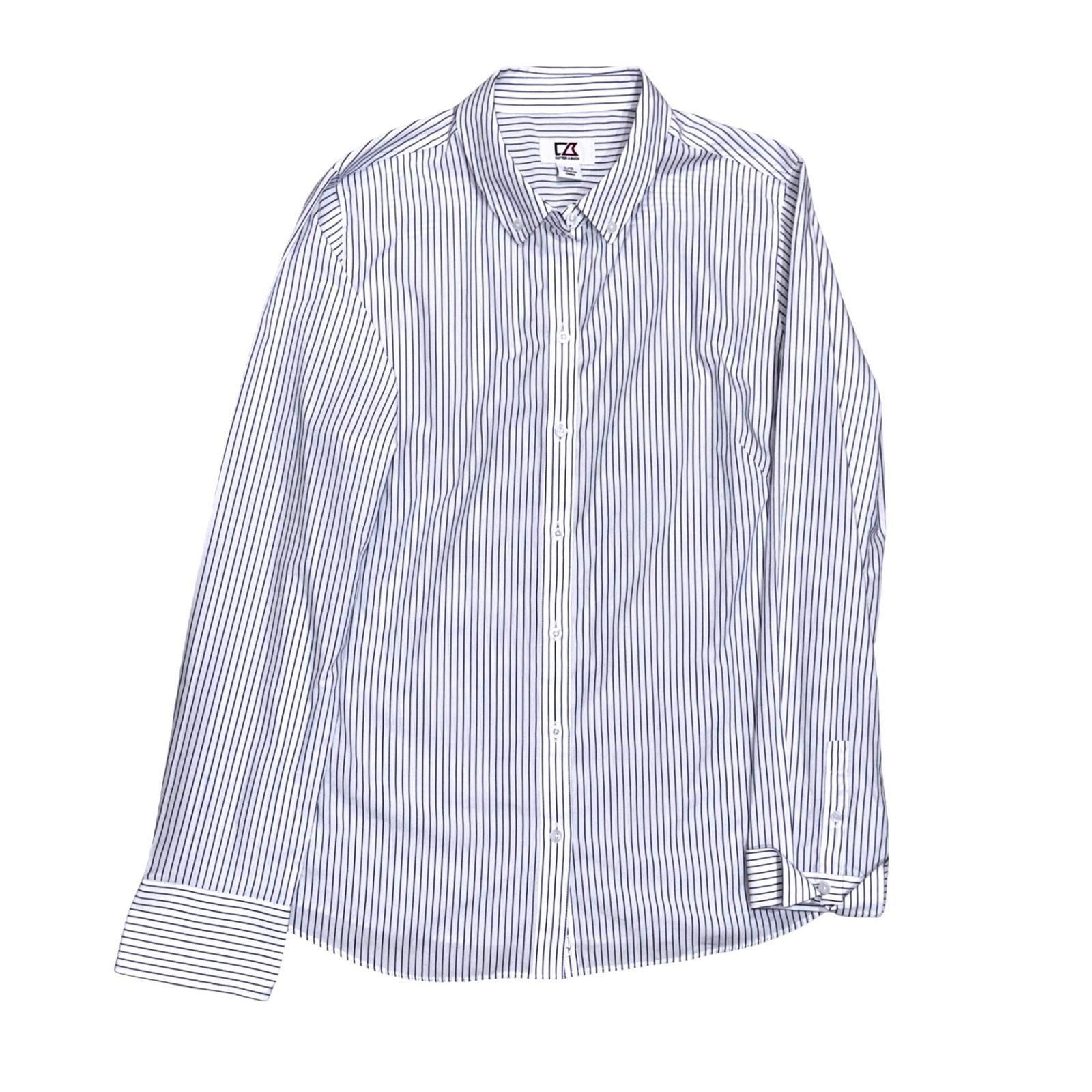Cutter & Buck Ladies’ Long Sleeve Epic Easy Care Pin Blue Stripe Button Down L