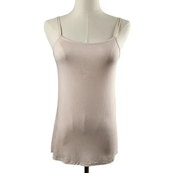 POL Small Pale Pink or Nude Camisole Top Lacy Spaghetti Straps Stretch