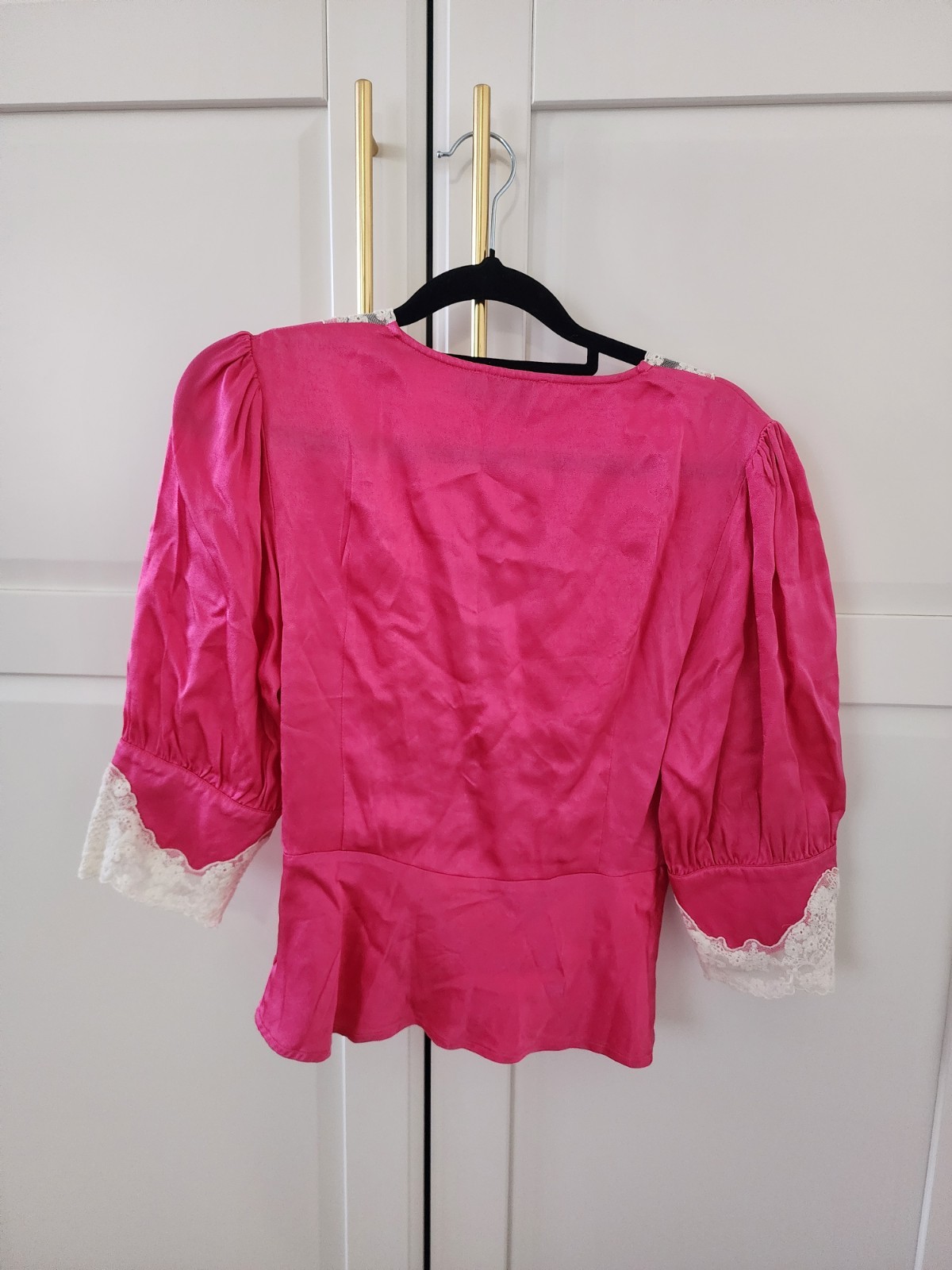 Rixo amanda pink lace insert silk top size XS (UK 8/ AU 8)