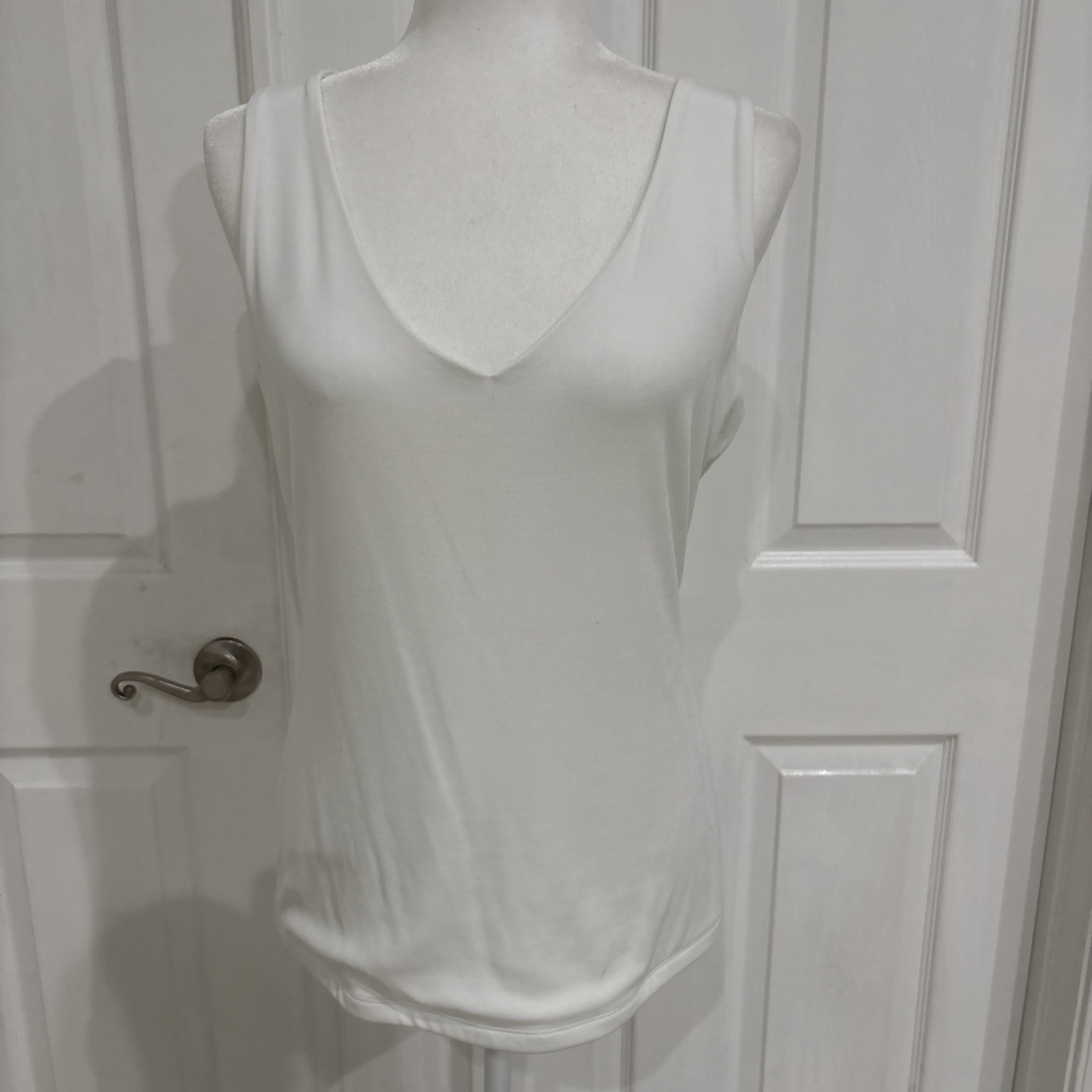 Cache White Tank Top Stretchy Nylon Spandex Size Xl