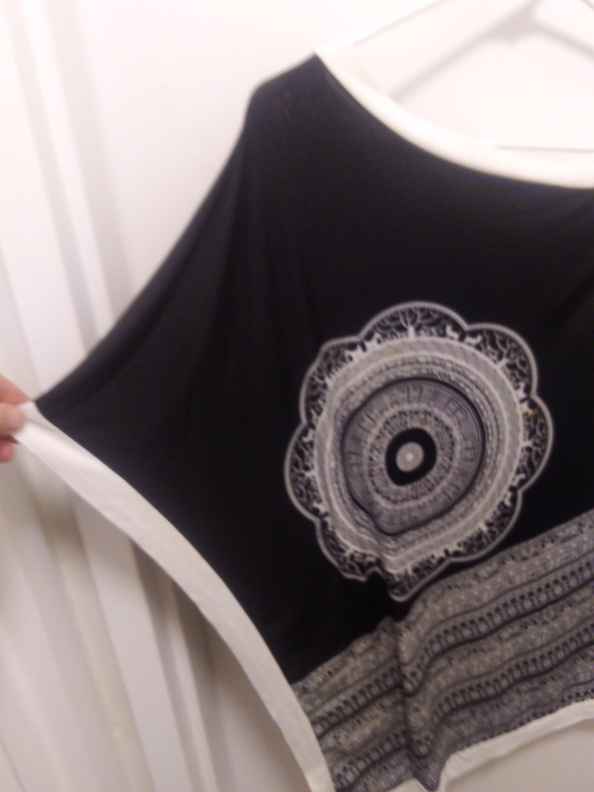 Tribal Print WOMEN’S ONE SHOULDER TOP BLOUSE Short Stretch Fit Black White
