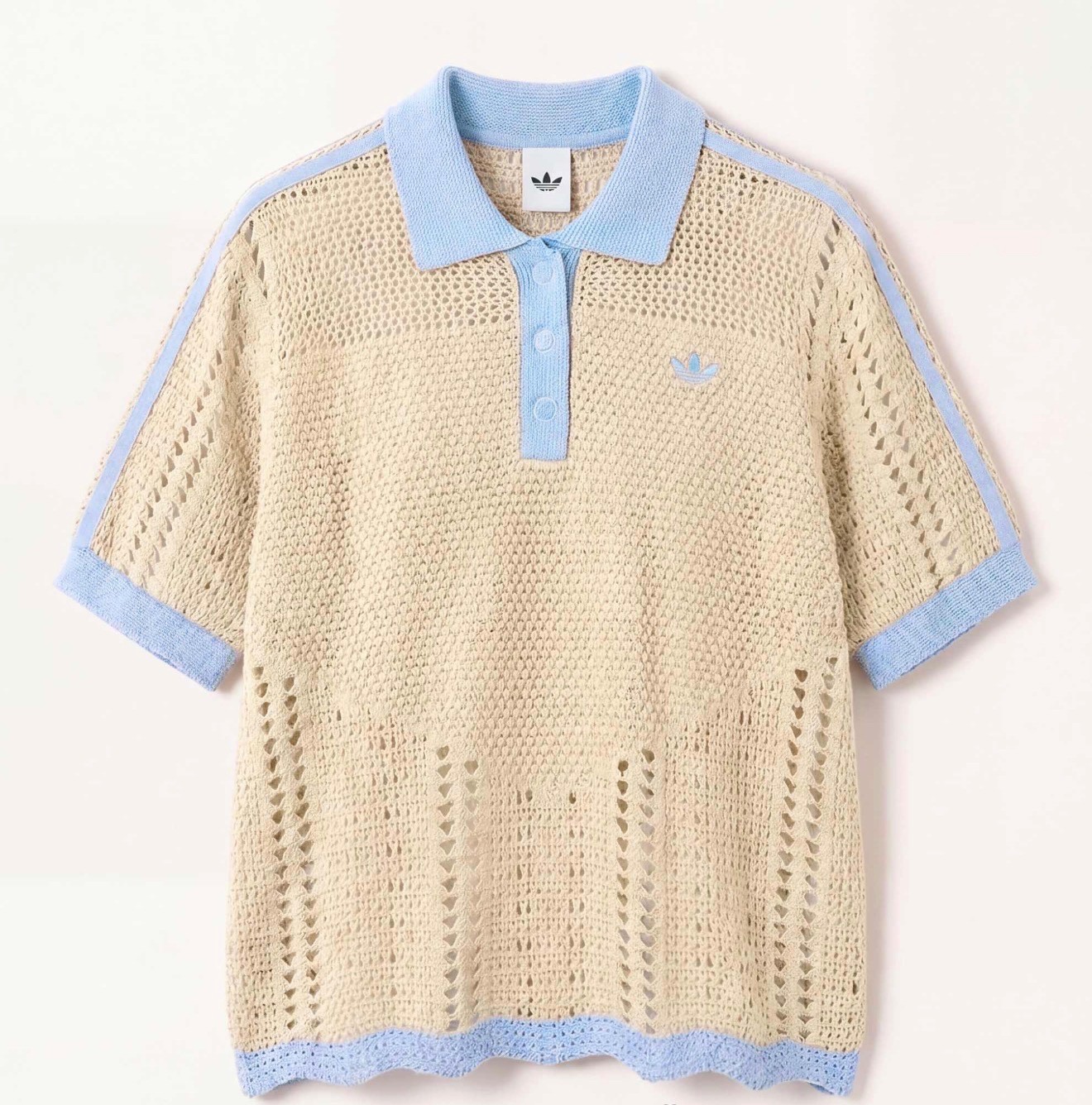 Adidas Originals x ASOS polo top in beige crochet
