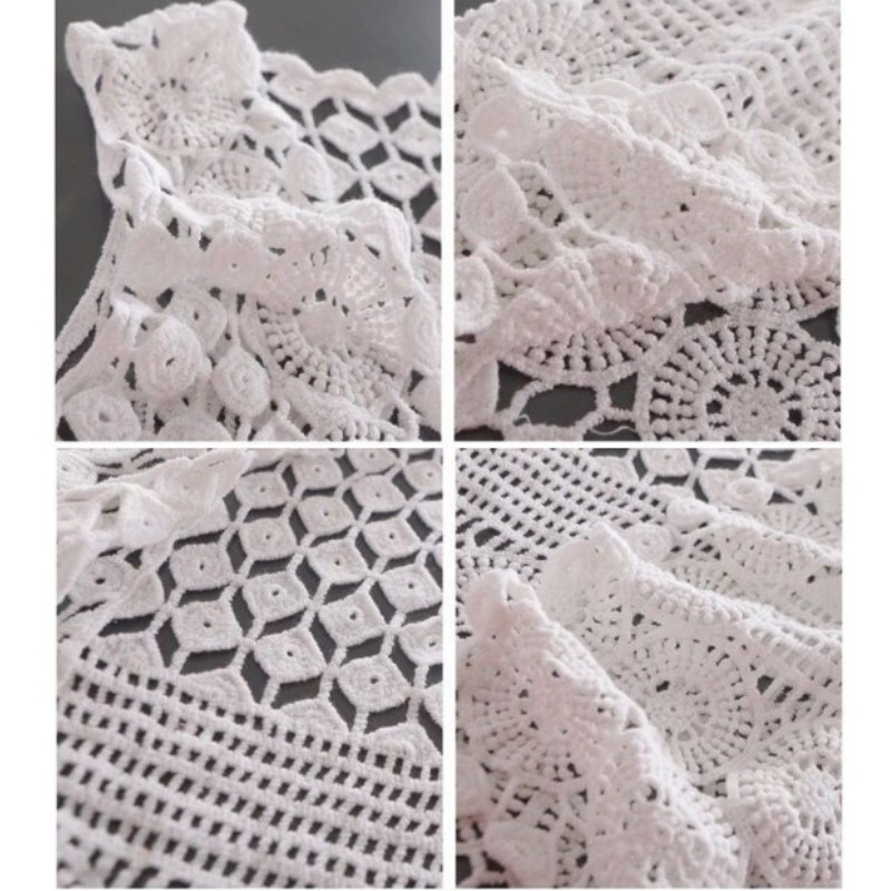 Women Lace Hollow Crochet Cardigan Open Front Vest Cotton Knit Gilet Tank Tops