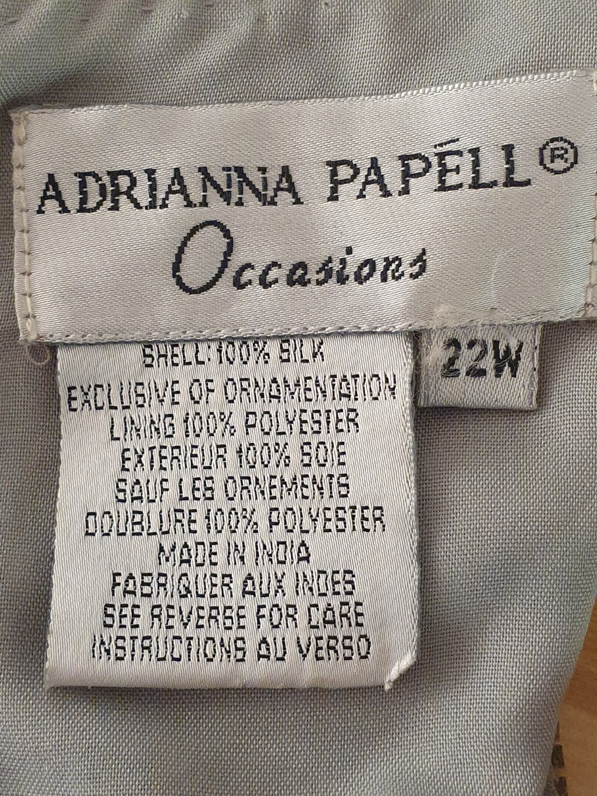 Adrianna Papell Occasions Silk Beaded Sequin Evening Top Silver Gray Size 22W