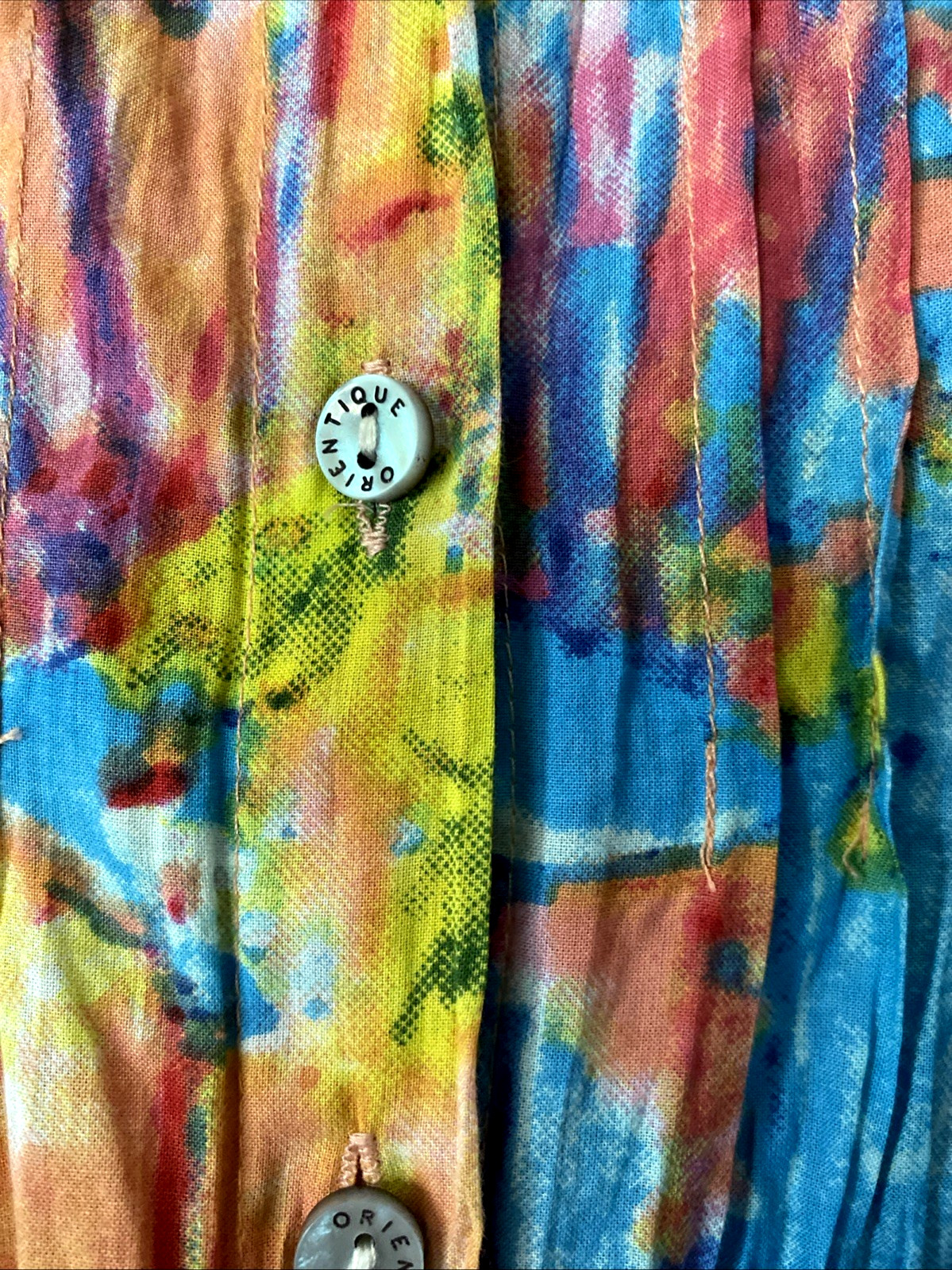 WOMENS ORIENTIQUE NATURALLY AUSTRALIA ORGANIC COTTON ABSTRACT PRINT TUNIC TOP MD