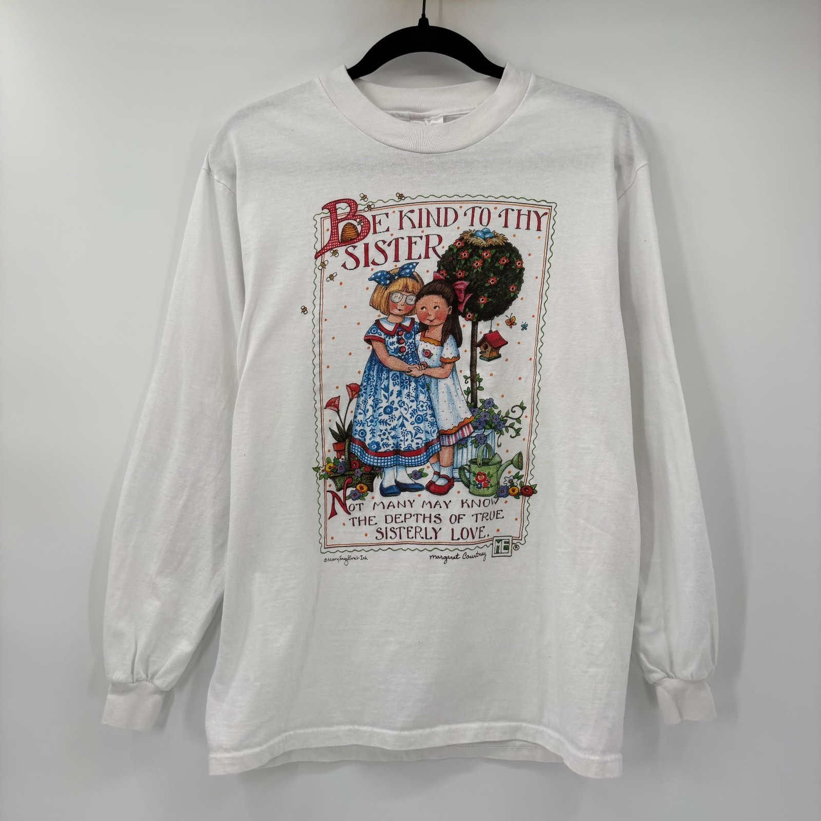 Mary Engelbreit Womens Medium Sister Shirt Be Kind Graphic Vintage Long Sleeve