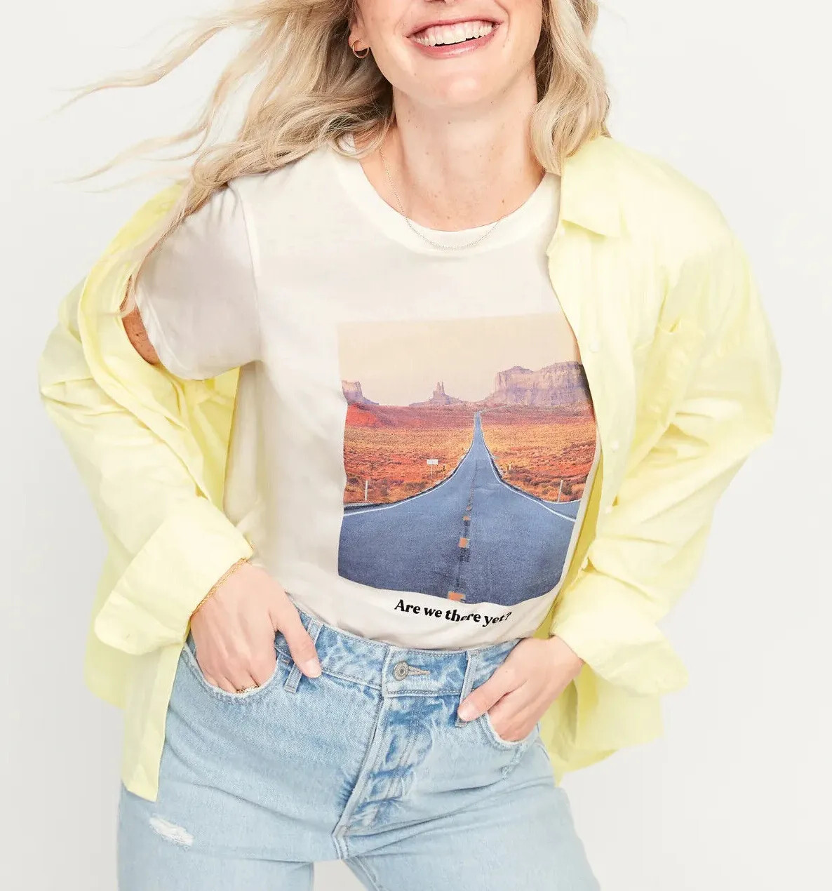 OLD NAVY WOMEN’S ARE WE THERE YET? ROAD TRIP T-SHIRT TEE TOP XS, S, M, L, XL