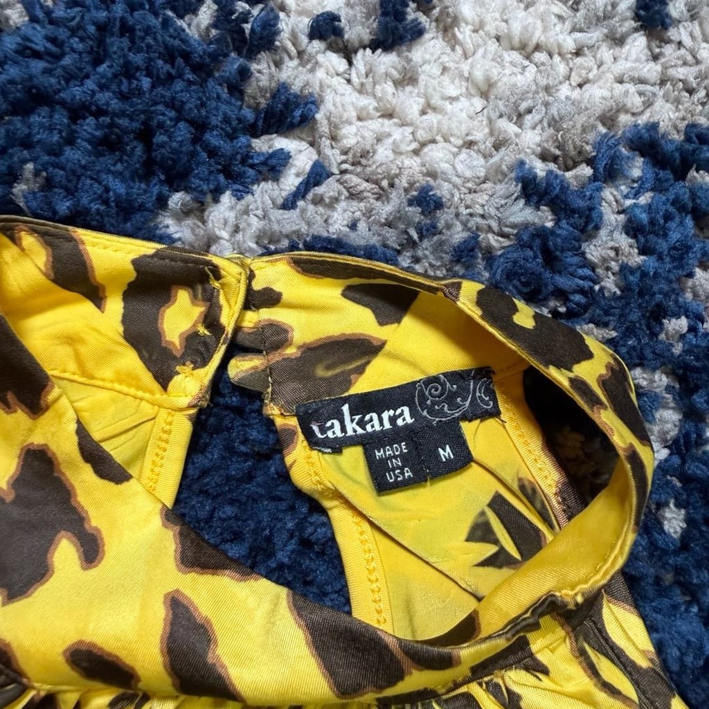Takara Yellow and Brown Leopard Print Halter Neck Top Size M