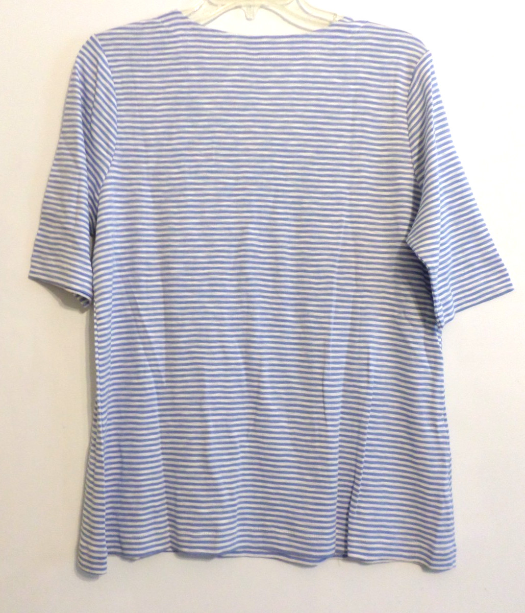 NWT! PIMA SLUB ELBOW SLEEVE TEE-XL-BLUEBELL/CREAM STRIPE-BEAUTIFUL!