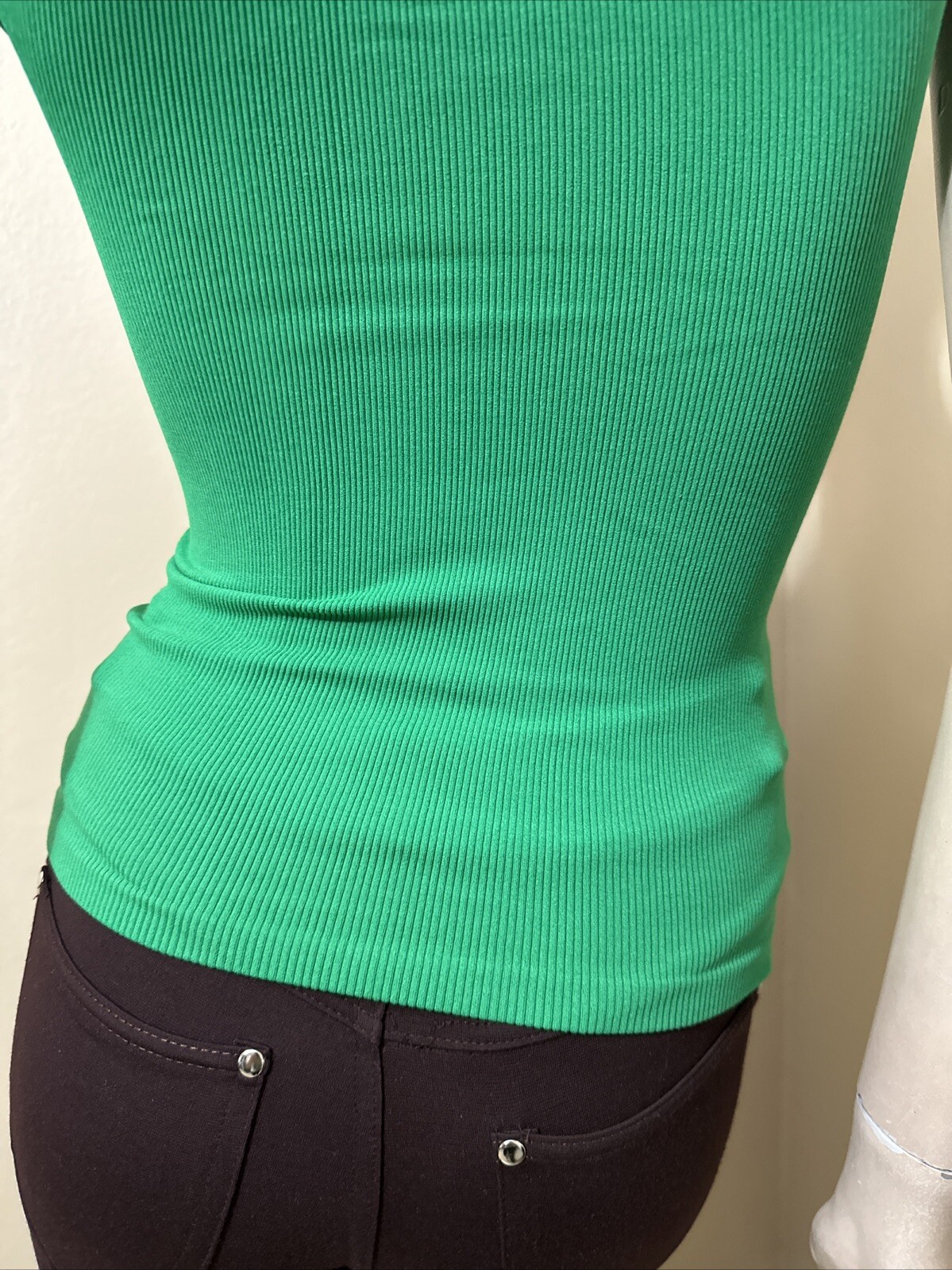 Women’s Green Nylon Casual Summer Stretch Slim One Size Blouse Top 3 For 15$