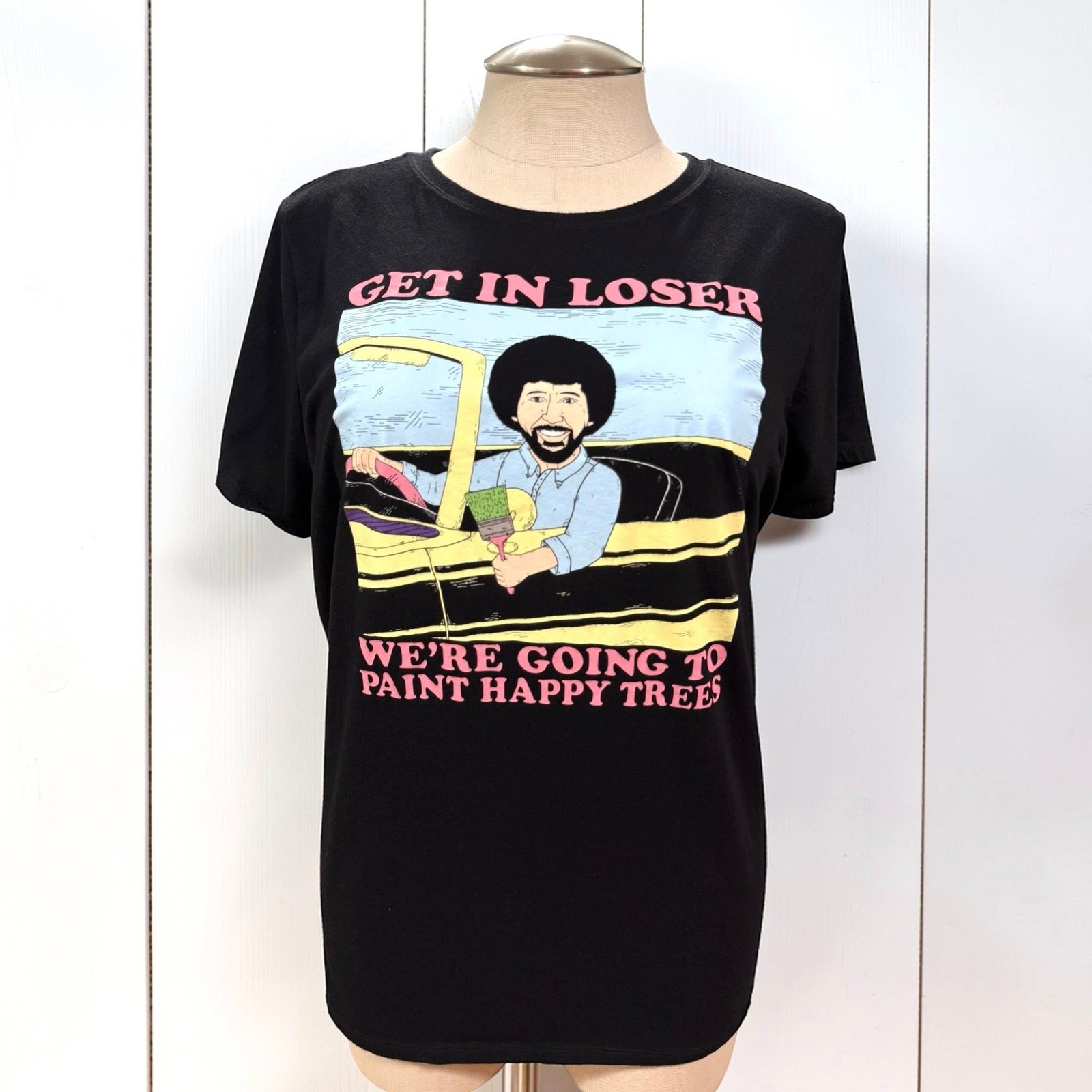 Torrid 3 (3X 22/24) Bob Ross Tree Art Get in Loser Funny Graphic T-Shirt Tee