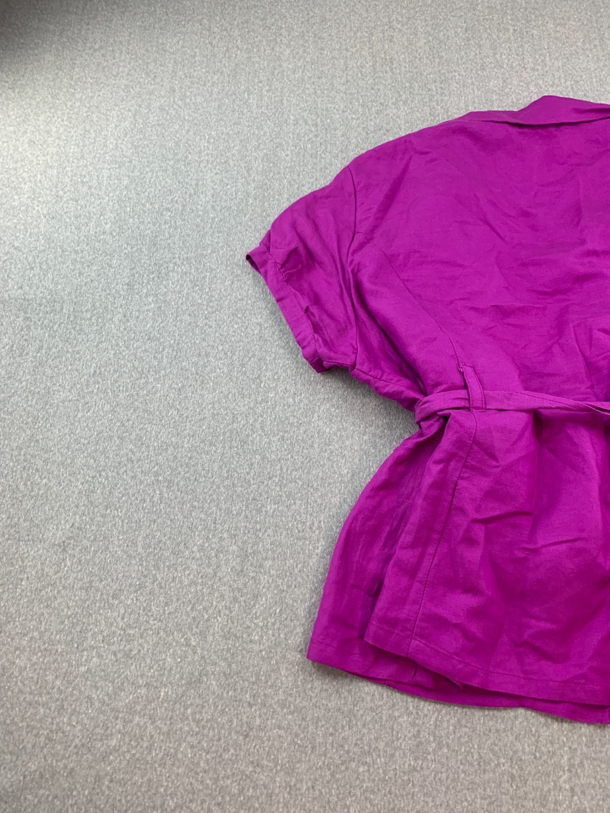 Sherry Taylor Puff Sleeve Jacket Blouse Womens Plus 2X Fushia Belted Career Cool