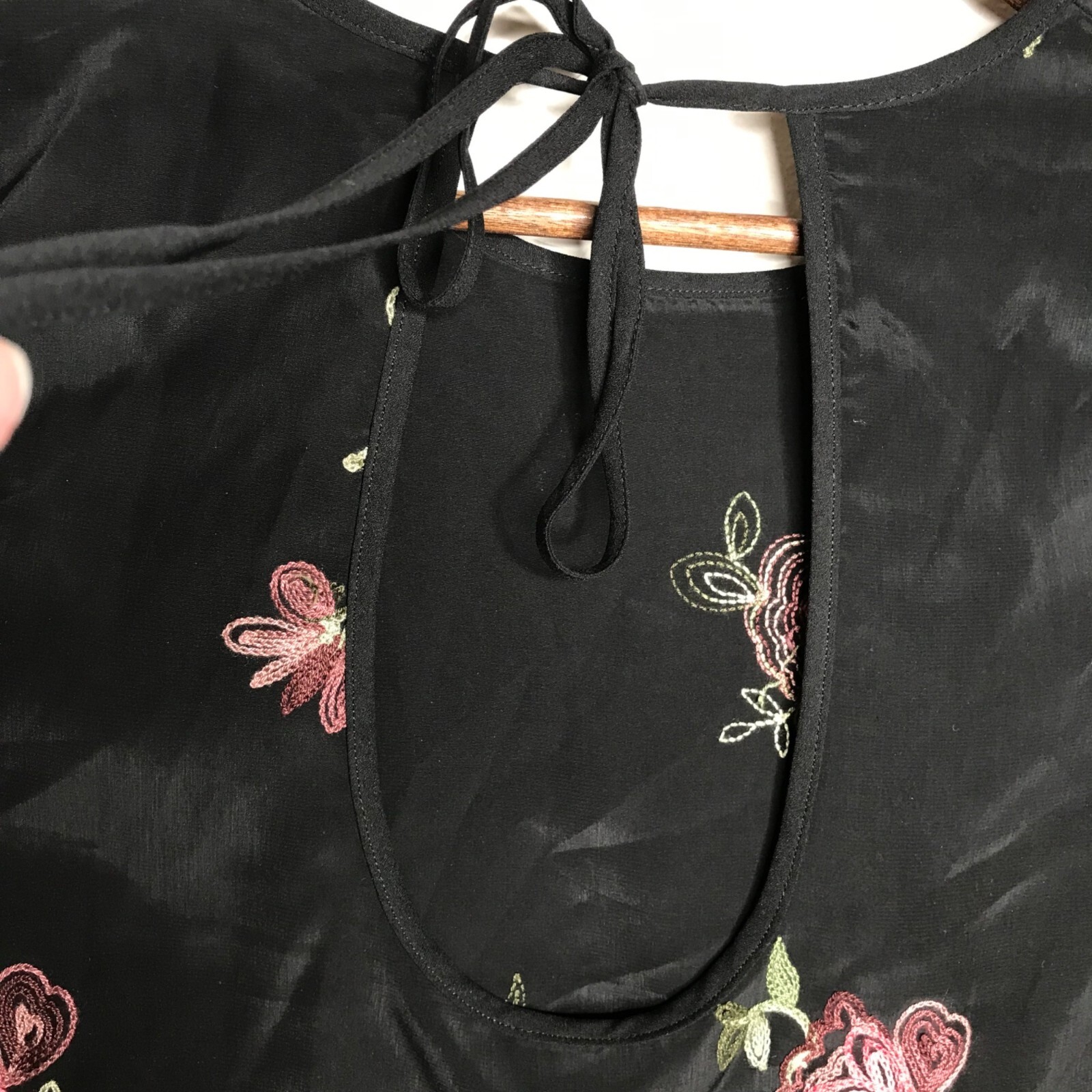 Lucca Black Embroidered Long sleeve top Sz S