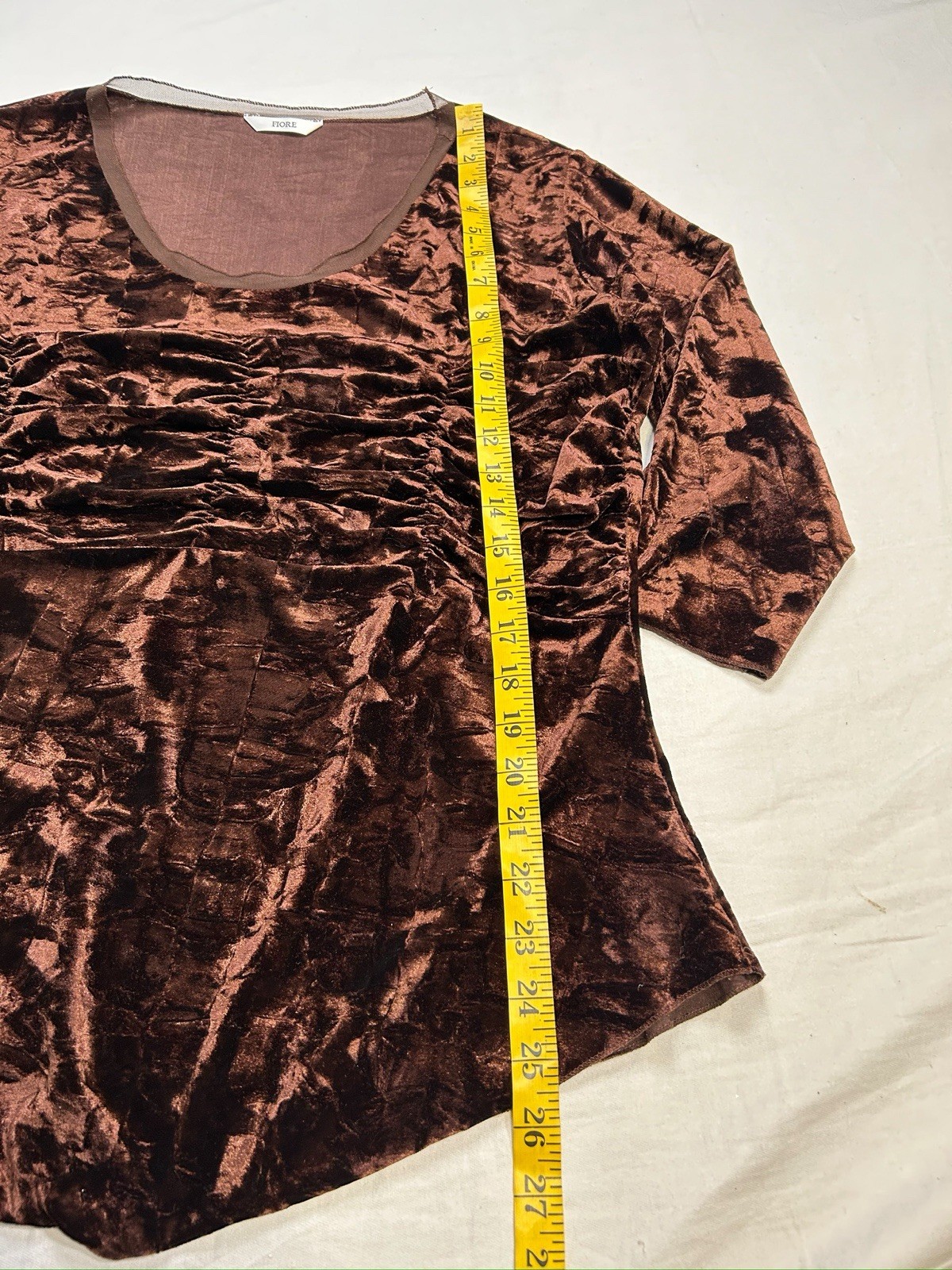 VTG Mob Wife 90s Velour Ruched Mesh Top XL Crushed Velvet Cinched Ruffled Gothic