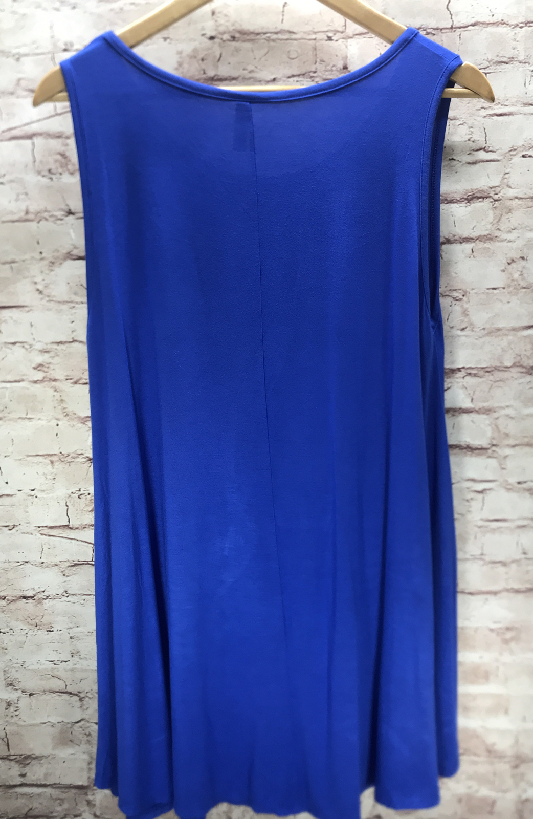 Premium Lock & Love Womens Top Dress Size S Blue Sleeveless Crew Neck Long Flare