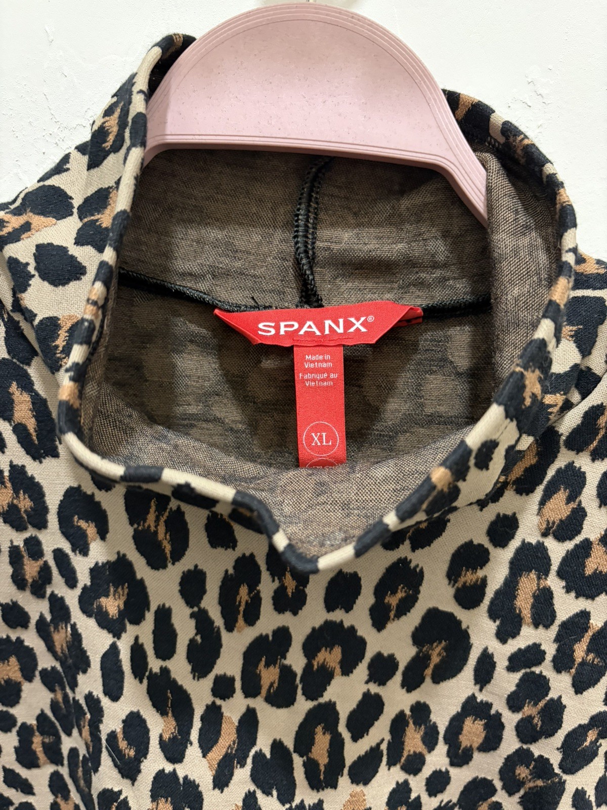 SPANX Leopard cheetah Ponte Turtleneck Size XL long sleeve Jacquard Top NWT