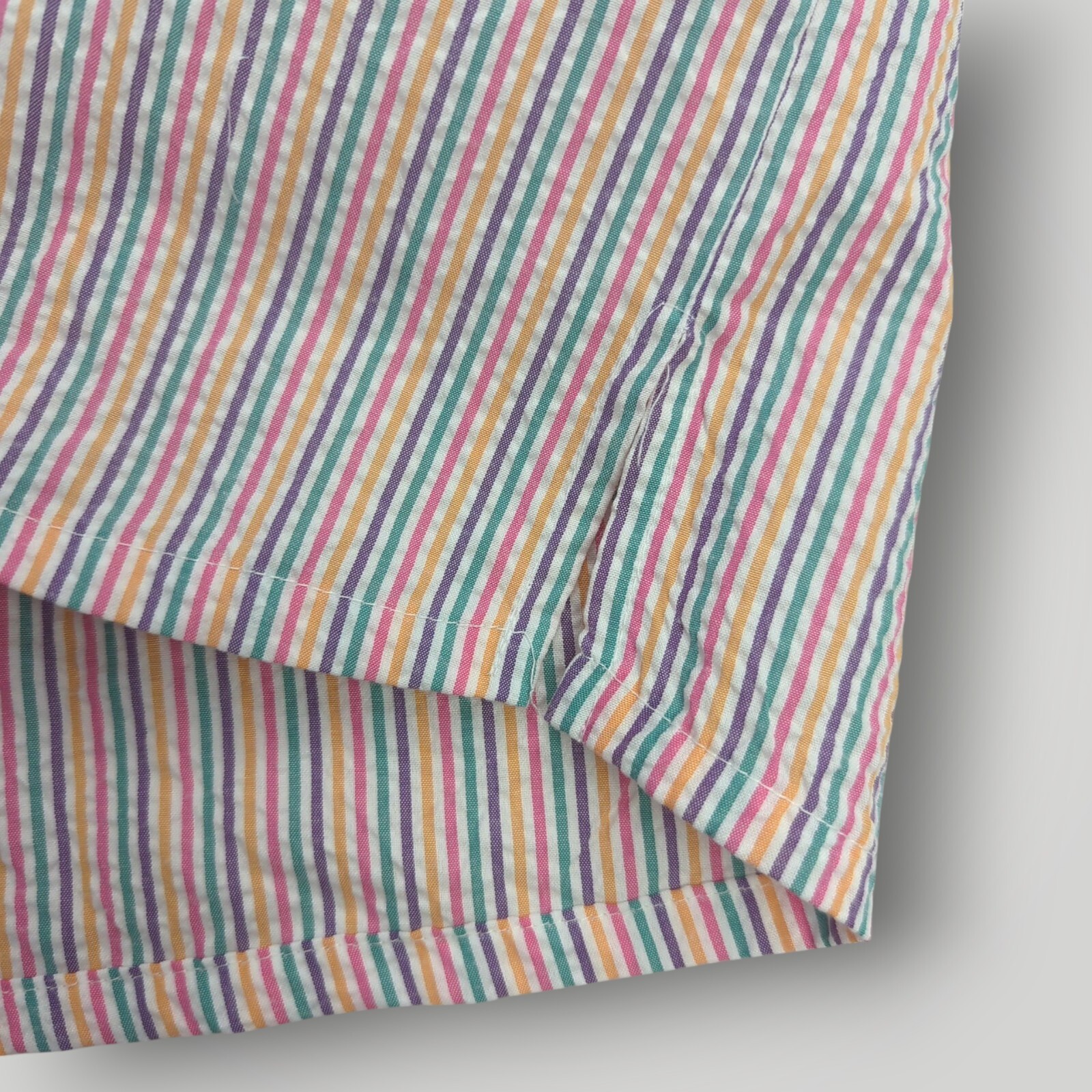 🌺 VTG Boca Bay Seersucker Vacation Shirt Women’s S Multicolor Striped Button Up