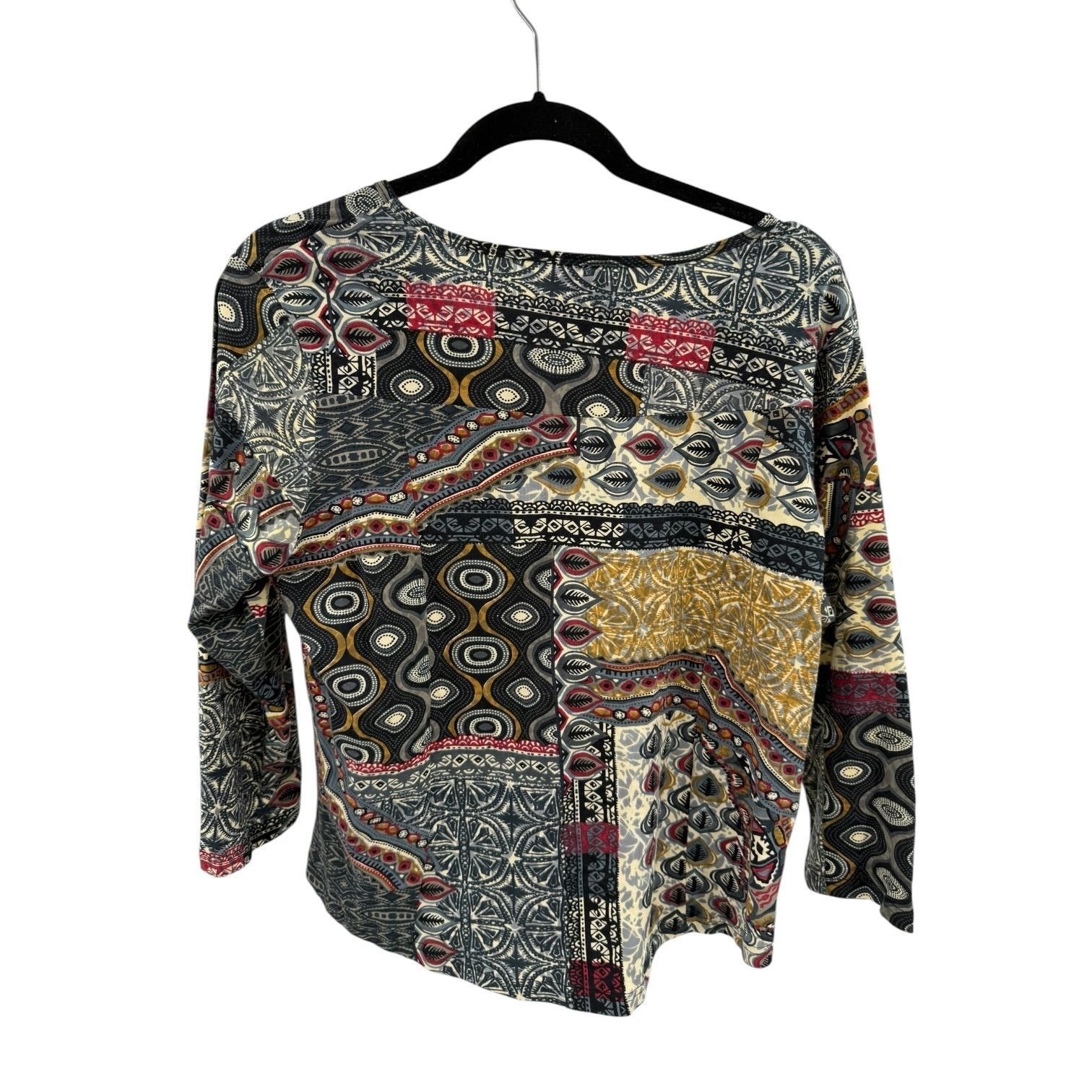 Parsley & Sage Colorful Multi Printed Boho 3/4 Sleeve Top Size Medium New