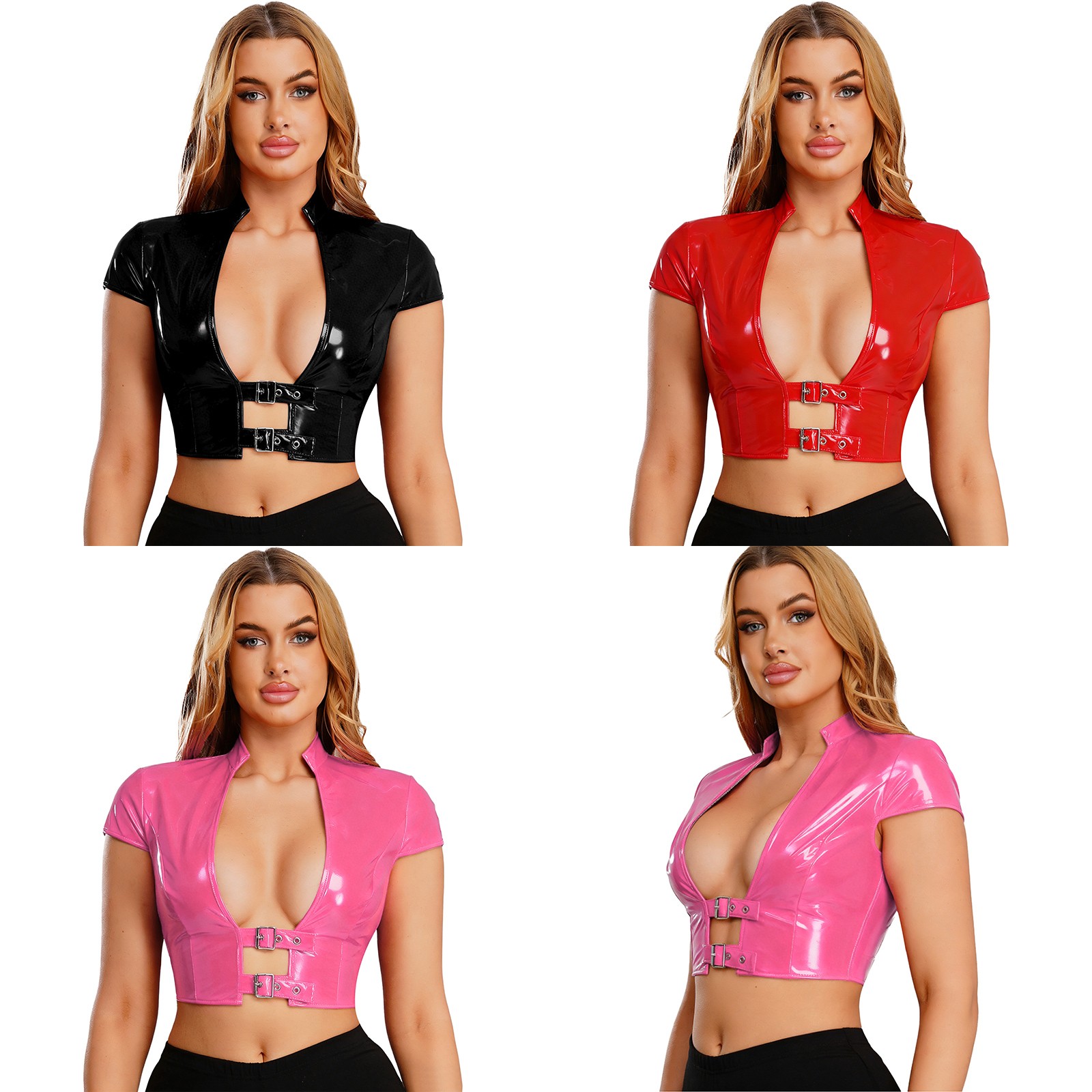 Women Top Adult Bustier Latex Vest Underwire Clubwear Adjustable Glossy Stage