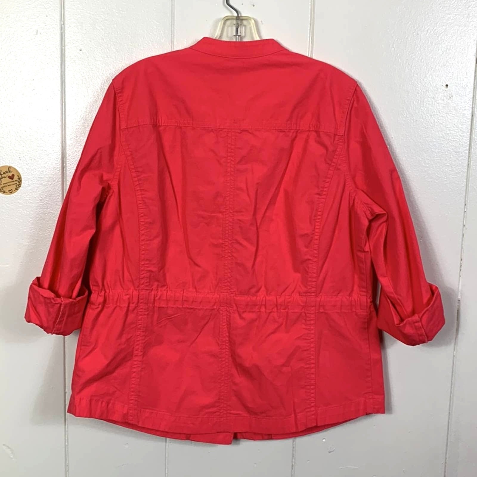 LIZ CLAIBORNE BLOUSE/JACKET SIZE M ZIP-BUTTON CLOSURE ROLL TAB/LONG SLEEVES PINK