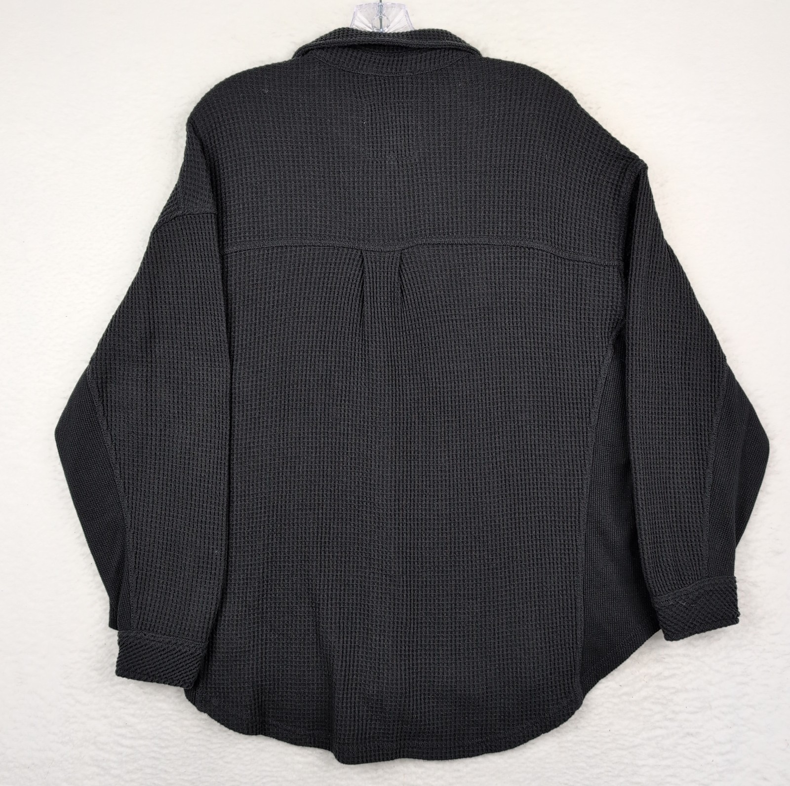 Aerie LumberJane Waffle Shirt Sz Medium Shacket Oversized Button Up Black