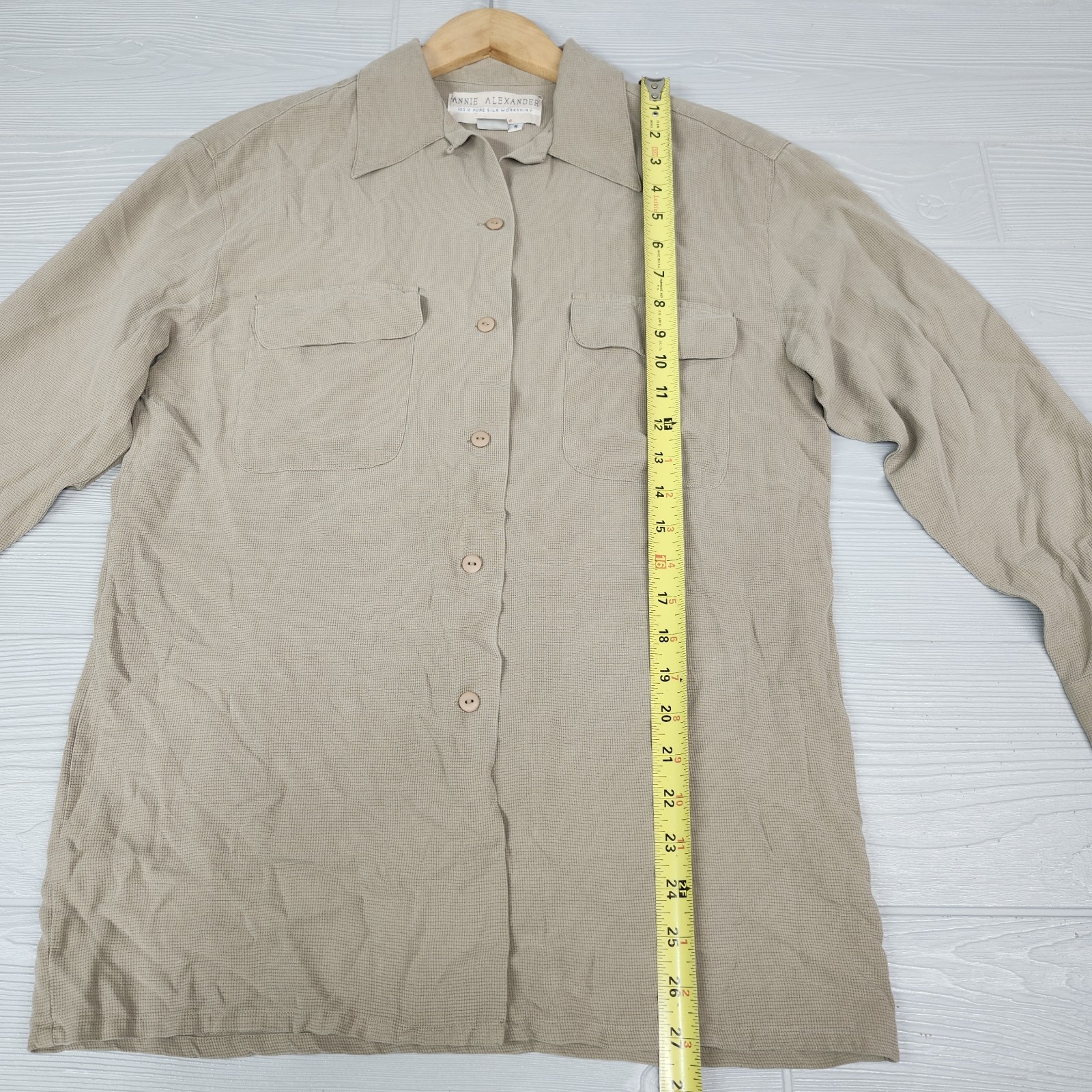 Vintage Annie Alexander Pure Silk Workshirt 3/4 Sleeve Buttonup Womens S