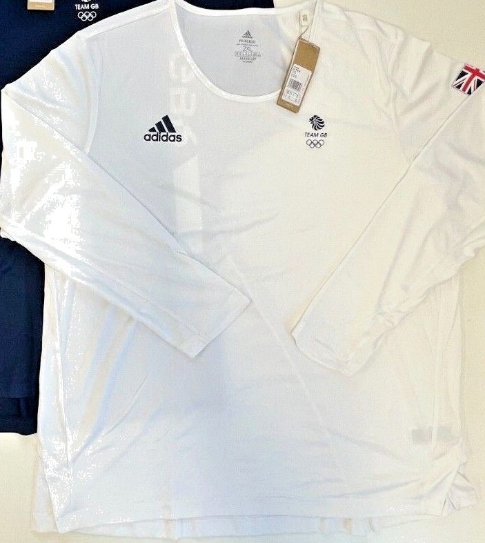 Adidas Training Shirt Team GB Olympic Jersey Gym White Blue XS S M L XL 2XL 3XL