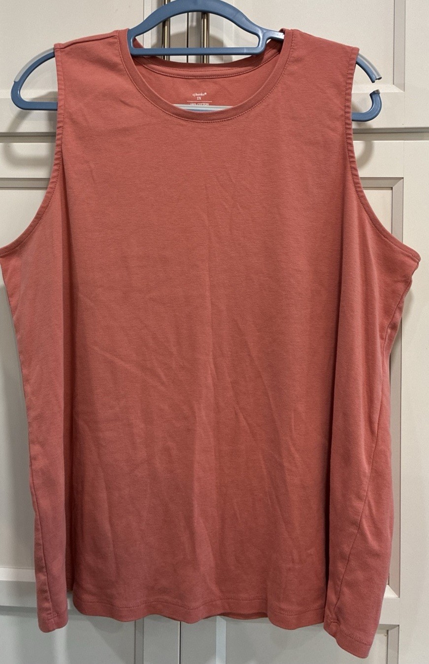 CJ Banks Women’s Wide Strap Coral Tank Top All Seasons Plus Size 2X Stretch