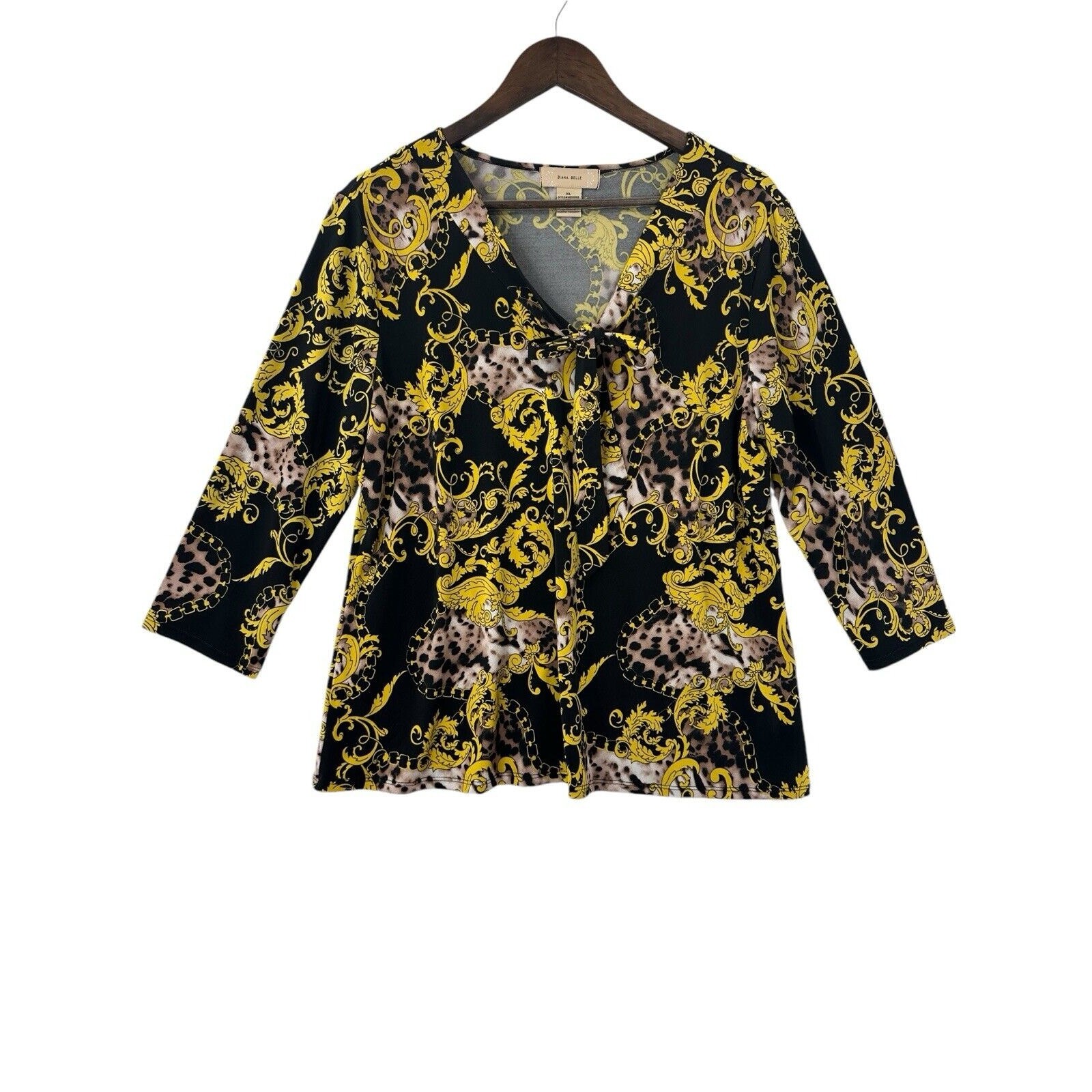 Diana Belle Womens Size XL Button Up Animal Print Long Sleeve Blouse Pre-Owned
