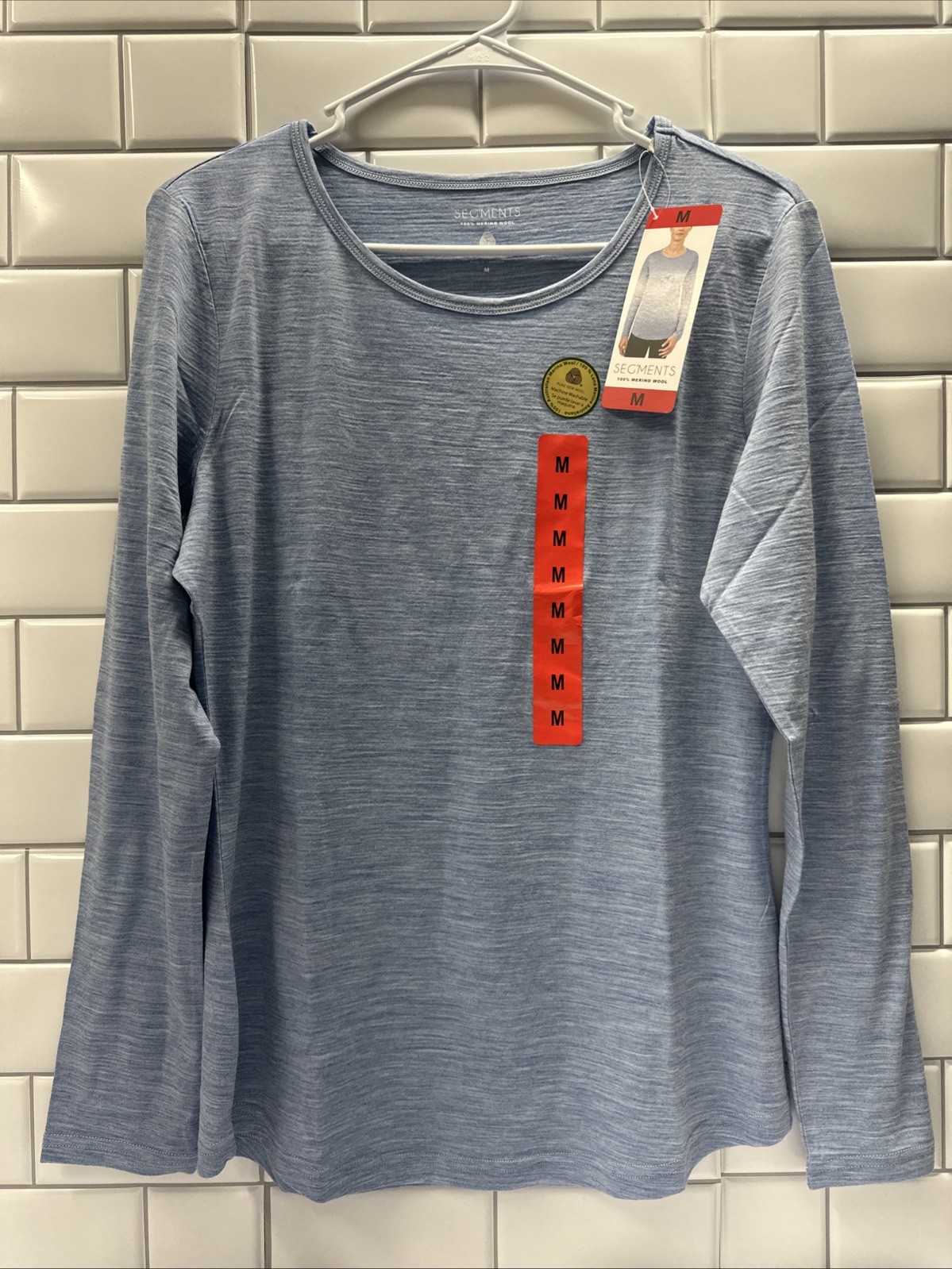NWT Segments Women’s Size Medium 100% Merino Wool Long Sleeve Shirt Blue NEW