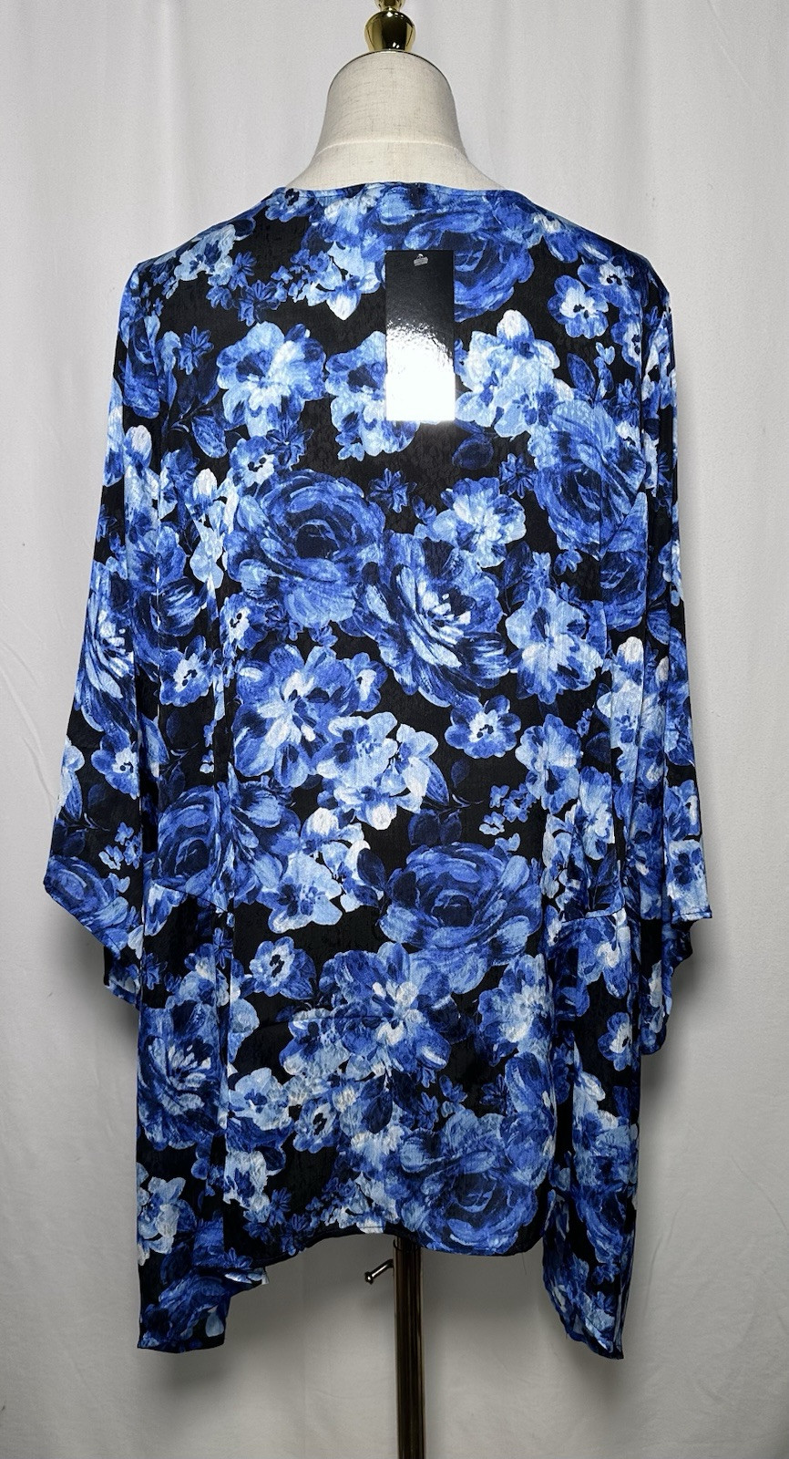 Slim Factor Investments Tunic Top Shirt Blouse 2X Chiffon 3/4 Sleeve Blue $79