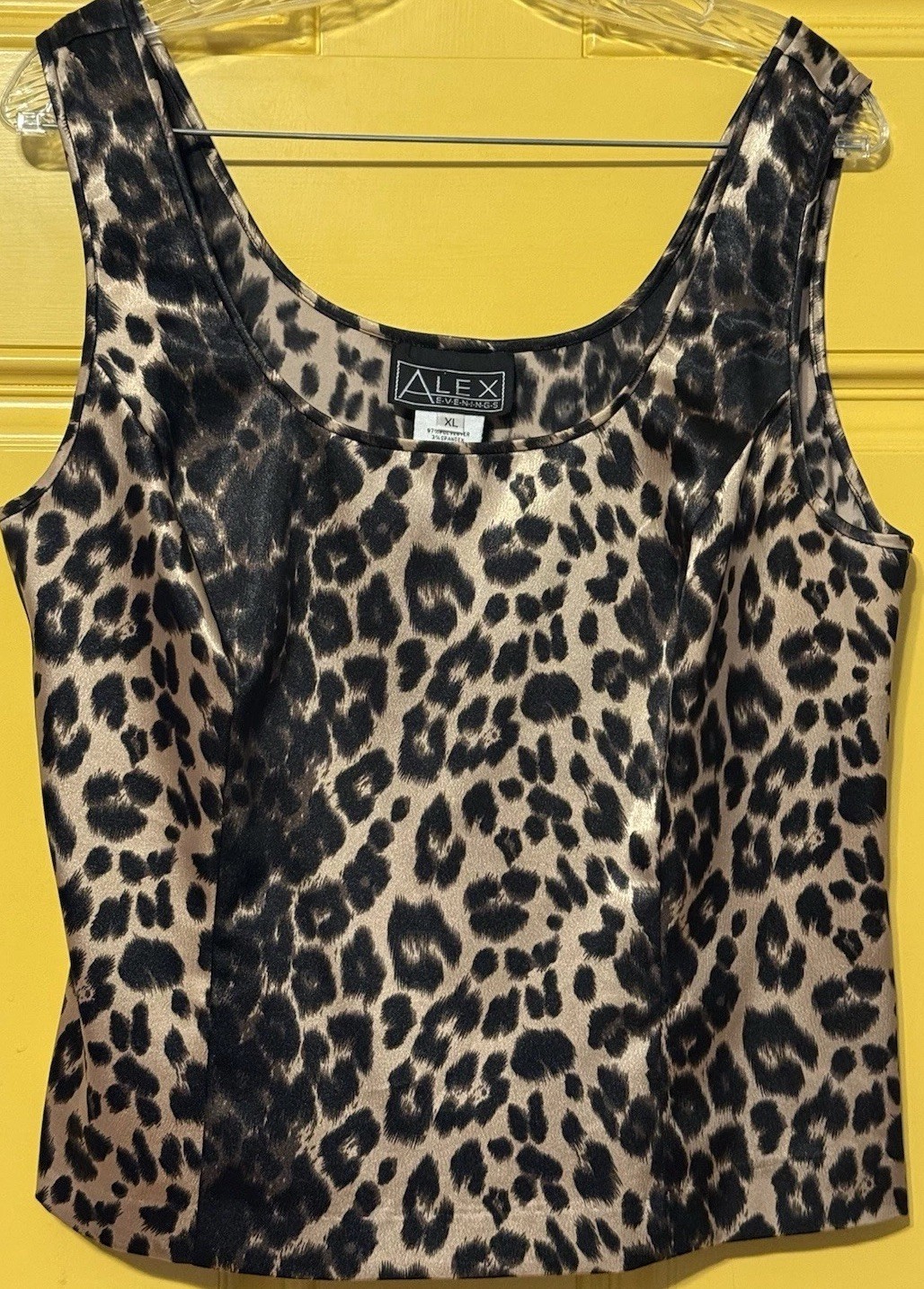 Alex Evenings Leopard Shell Tank Top Blouse Structured Career Layer Evening XL