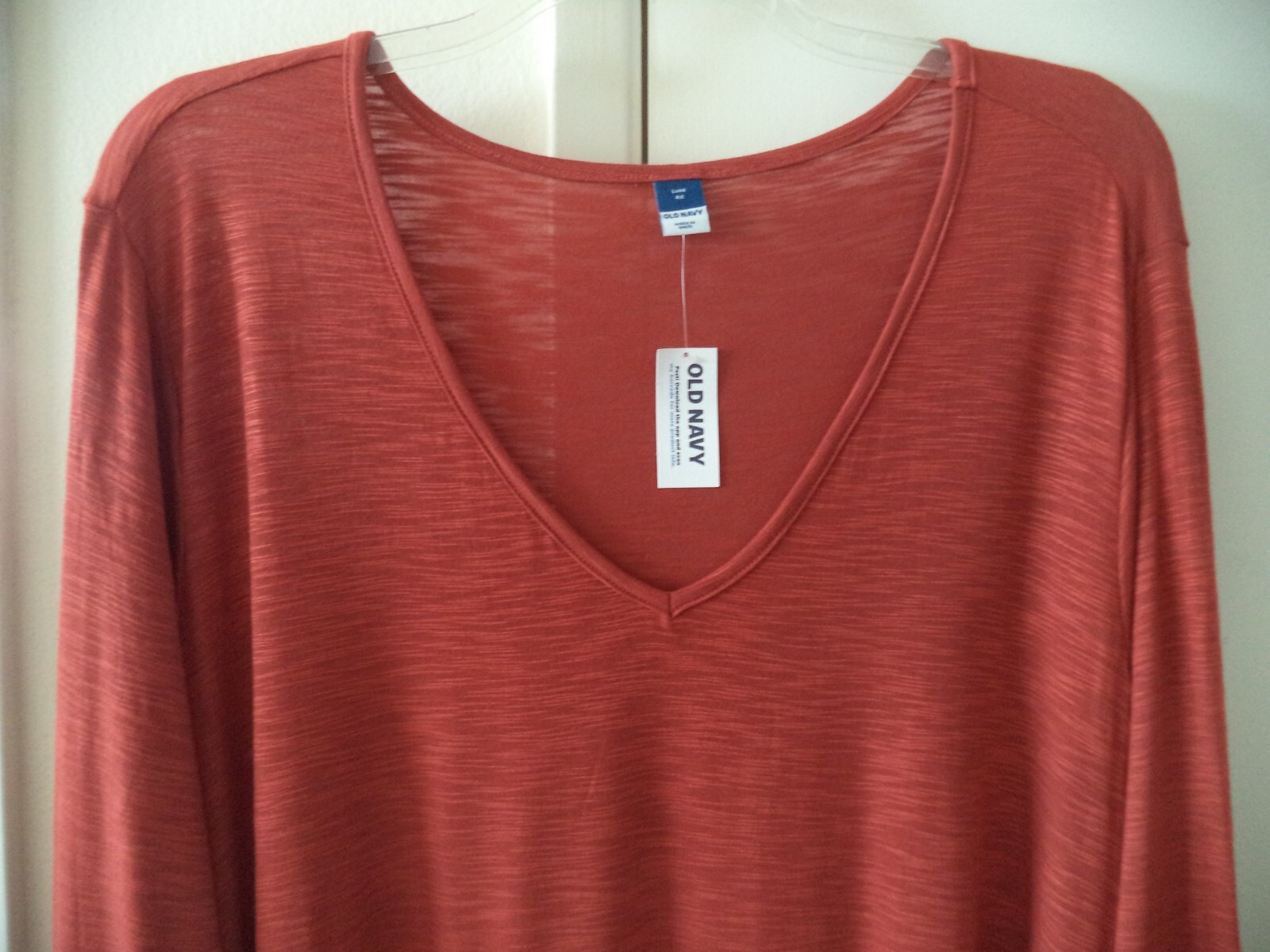 Old Navy Rusty Orange Paprika V Scoop Neck Rayon Slight Slub Tshirt 4XL 28 30 4X