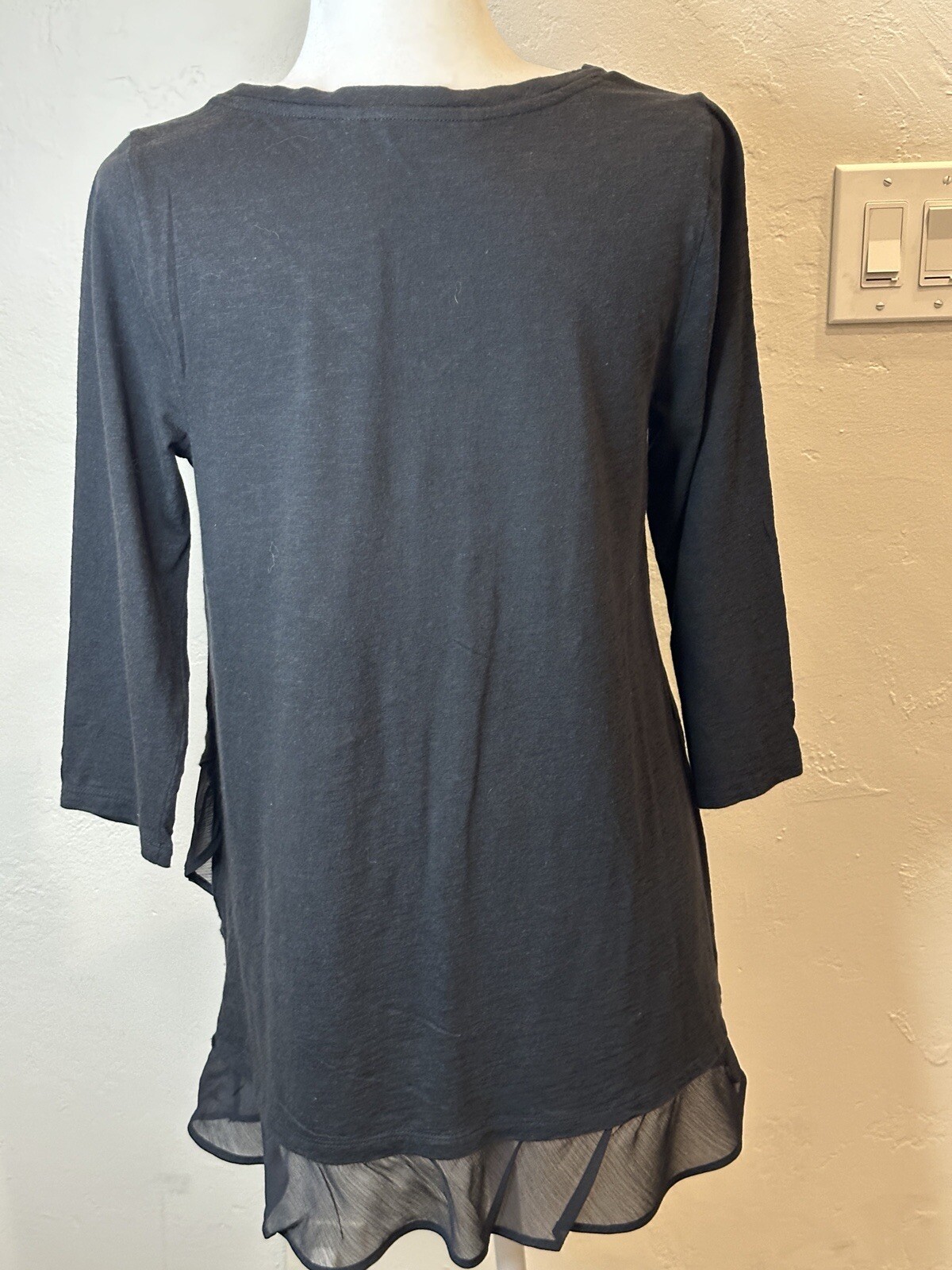 Soft Surroundings Grace Top Layered Chiffon Hem Tunic Size Small H3215