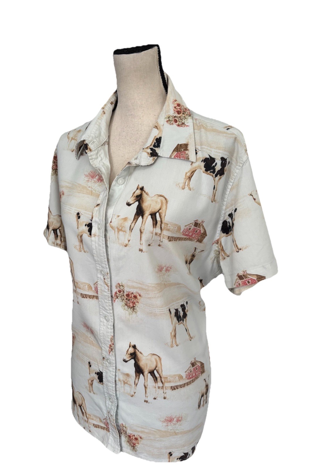 Bit & Bridle Farm Animals Cowgirl Shirt Button Up Rodeo Horse Western XXL