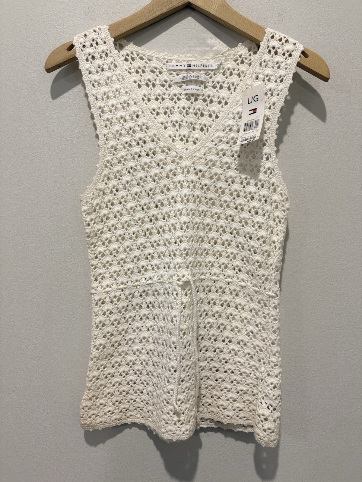NWT Y2K Handknit Tank Top S Crochet Cotton Camisole Festival Layer Bohemian Boho