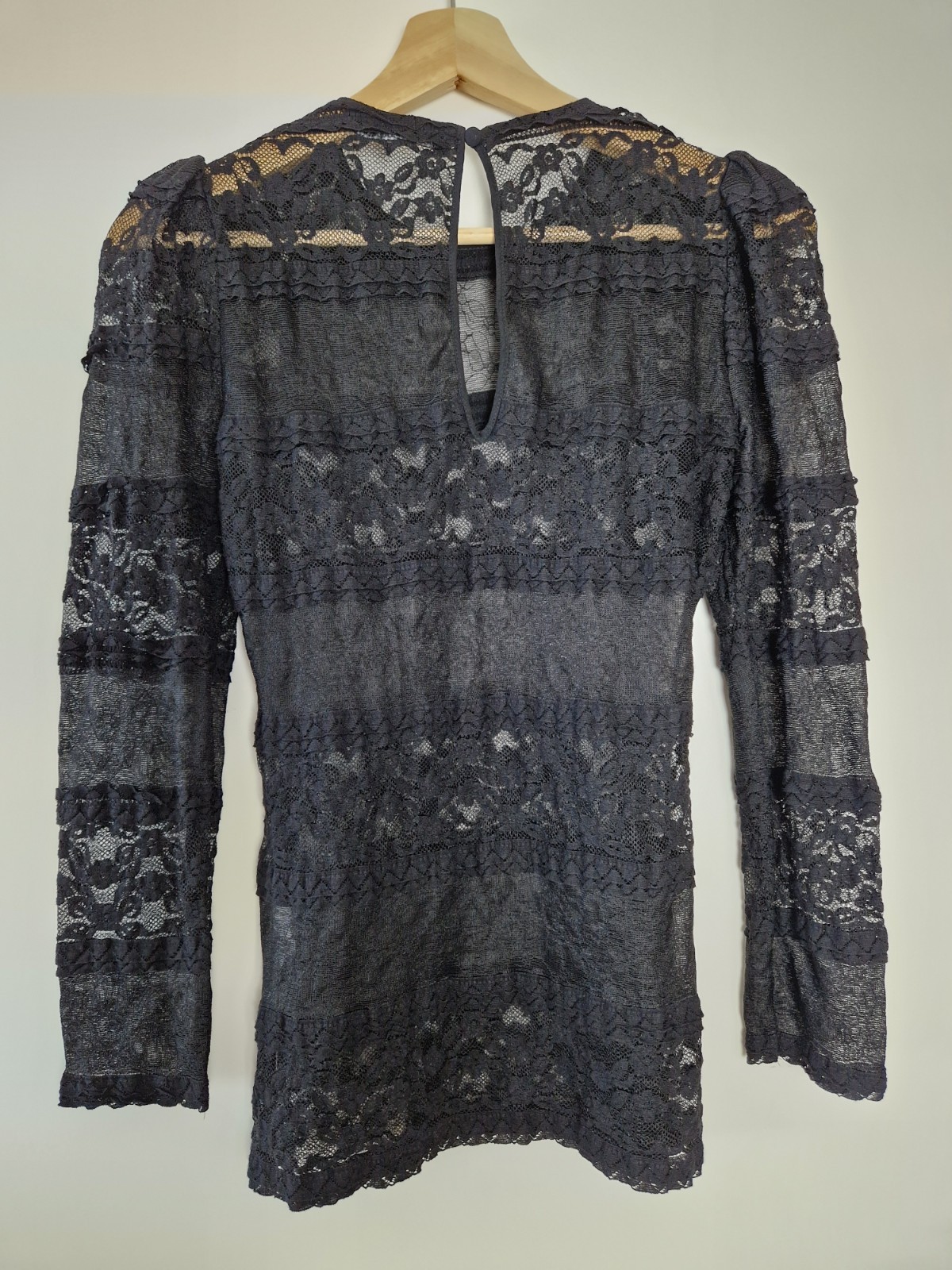 Black Lace Ruffle Shoulder Gothic Boho Blouse Zara Woman Sheer Top 8 Romantic