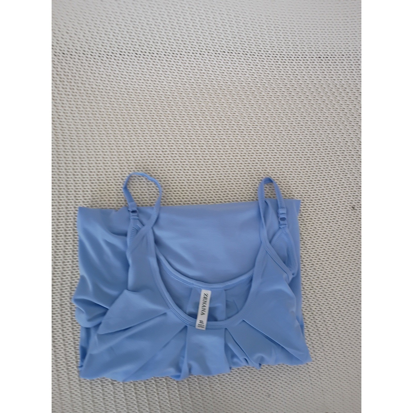 NWT Zenana Periwinkle Blue Pleated Flowy Cami Tank M Boho Lightweight Relax Fit