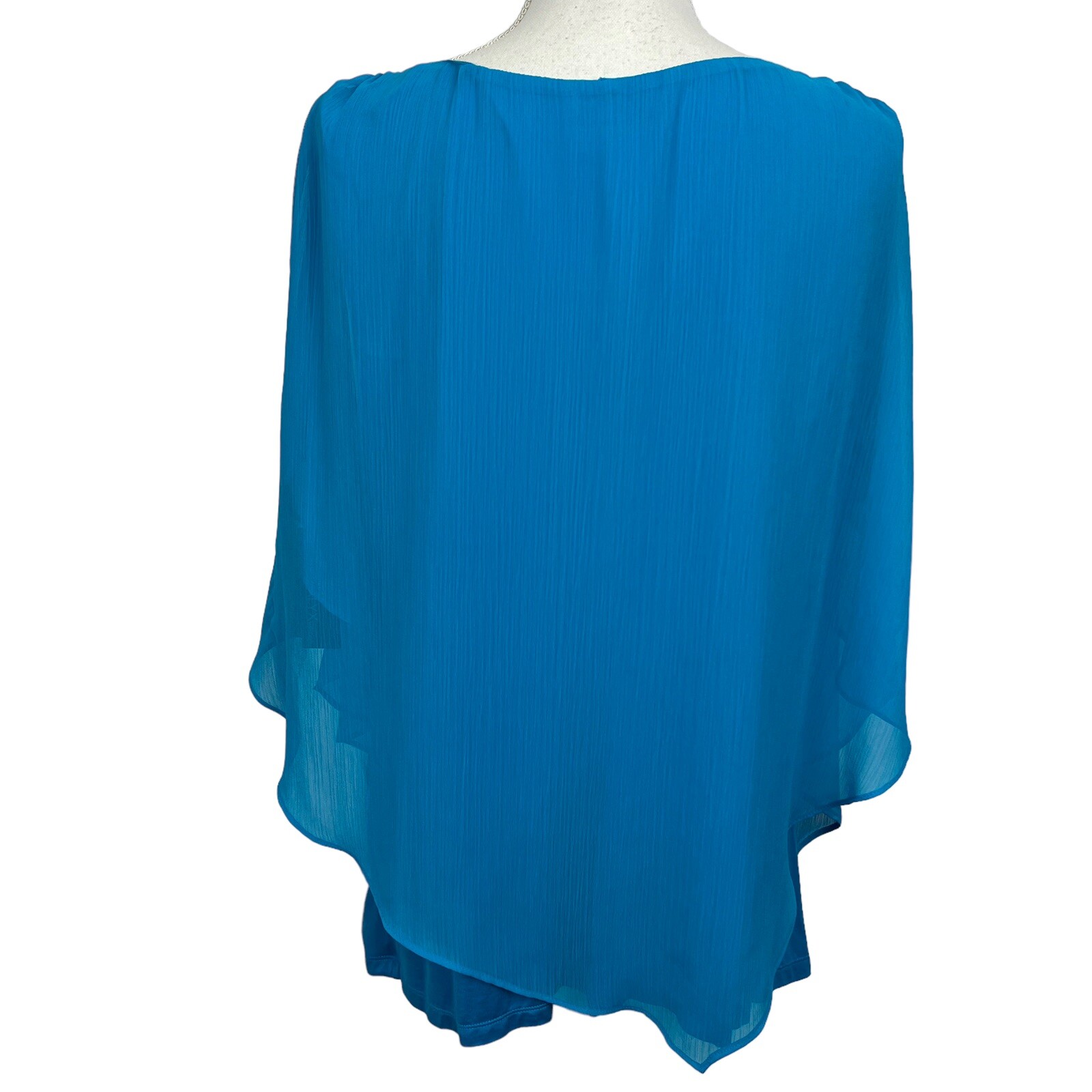 ALYX Women’s Pullover Top Sz 3X Blue Sleeveless Top W/Poncho Overlay NWT