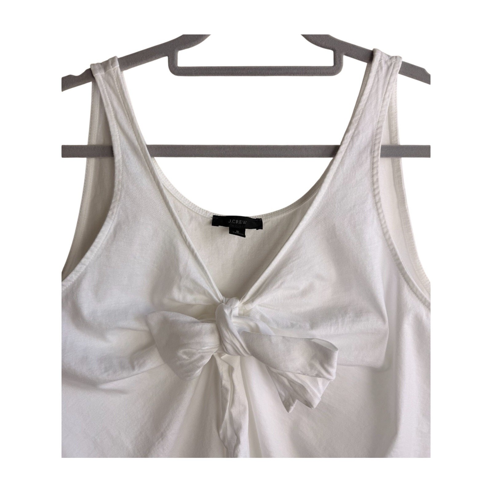 J.Crew White Bow Tank Top Sleeveless Cotton Tie Front Casual Summer S